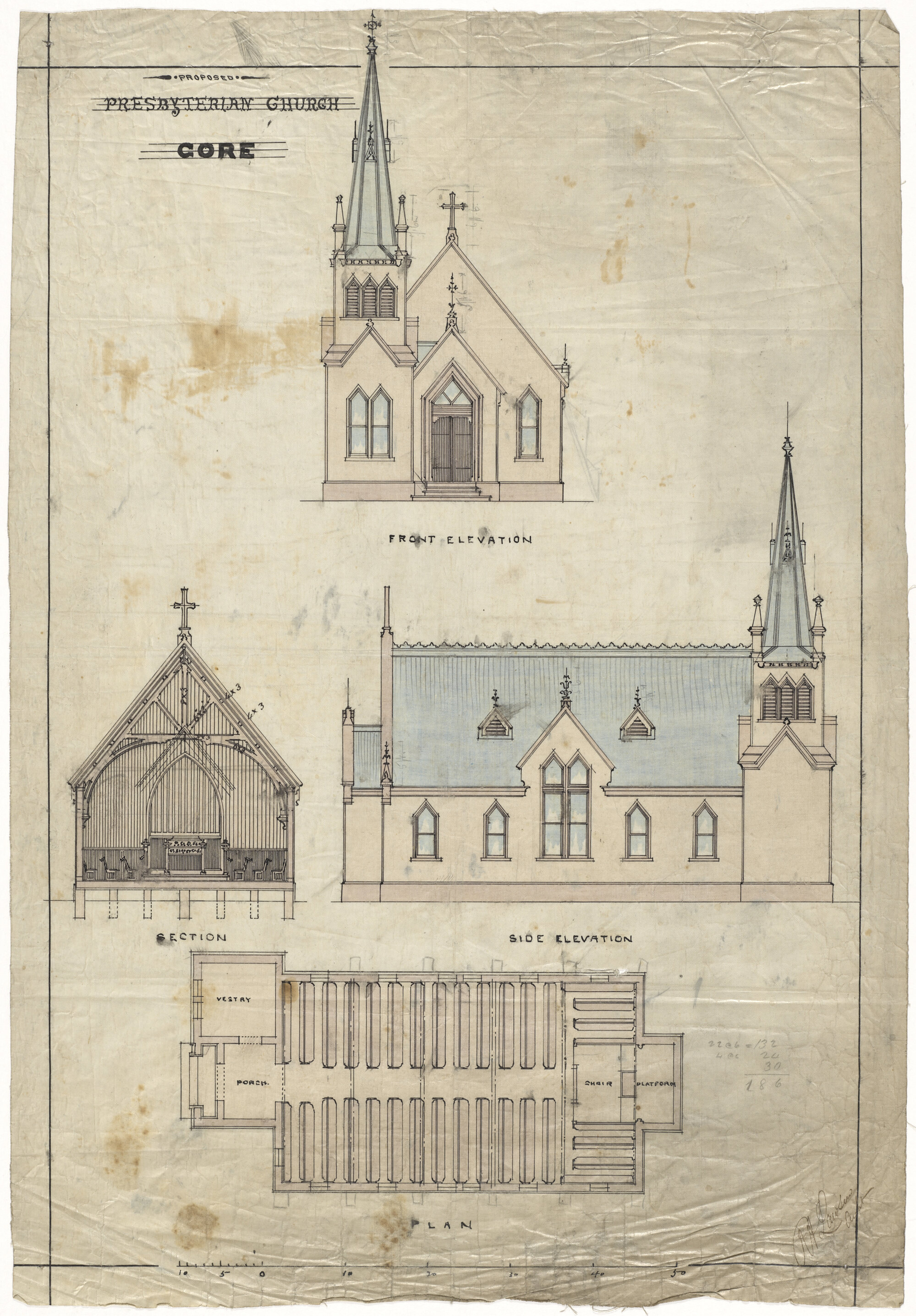 [East] Gore Presbyterian Church, plan for church building