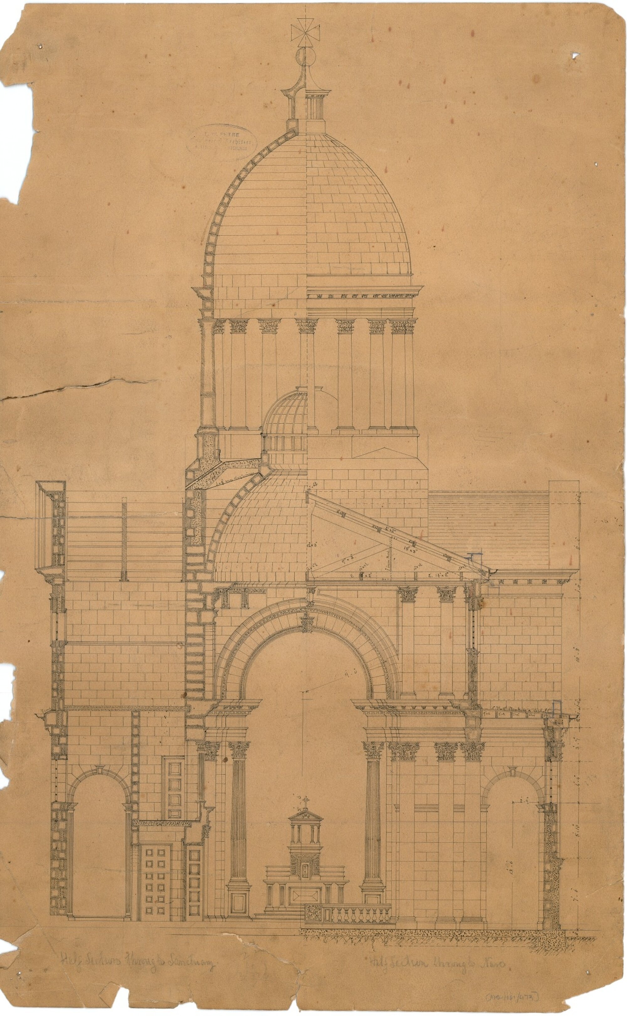 Half section plan for Catholic Basilica, Oamaru