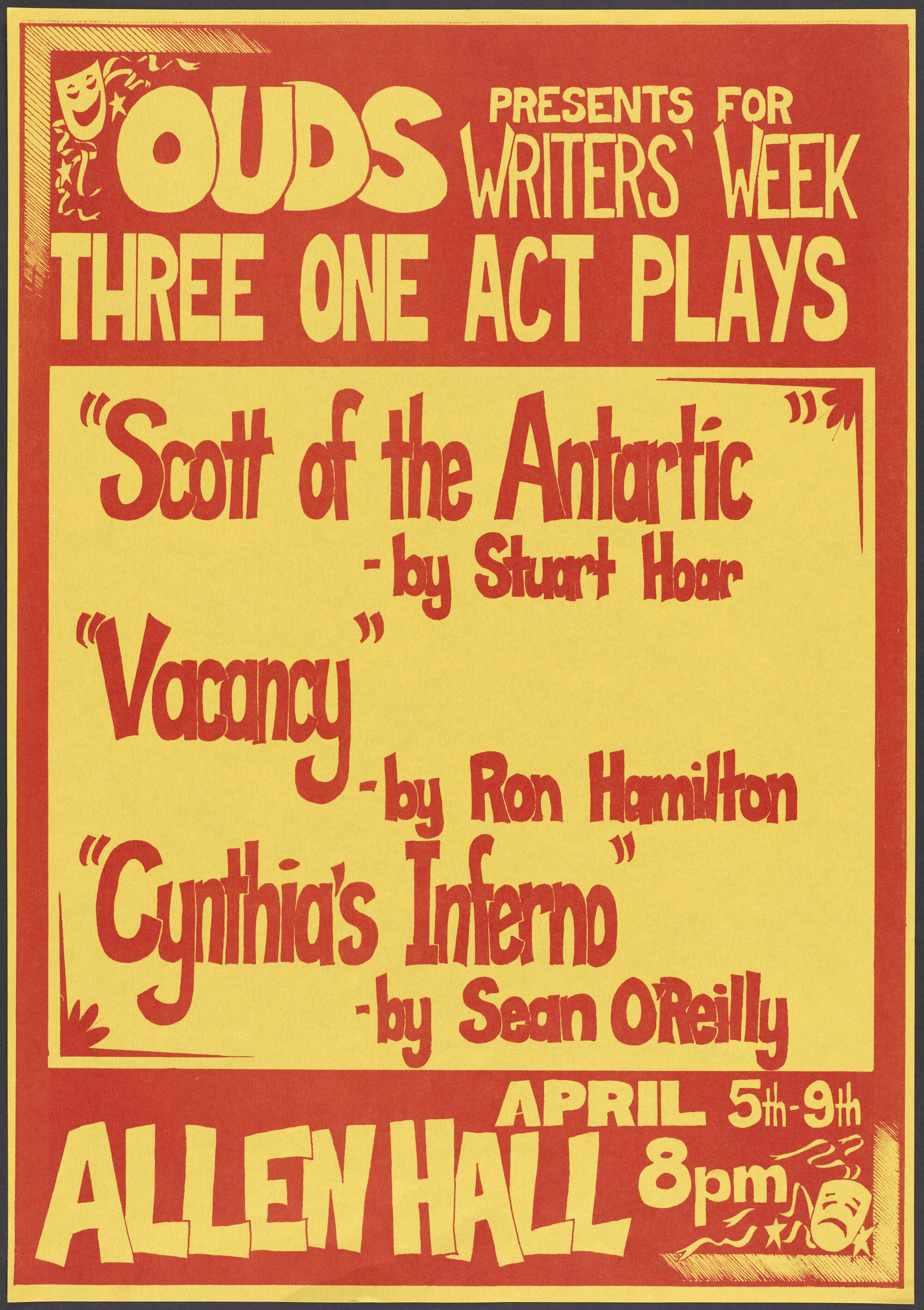 "OUDS presents for Writers' Week Three One Act Plays"