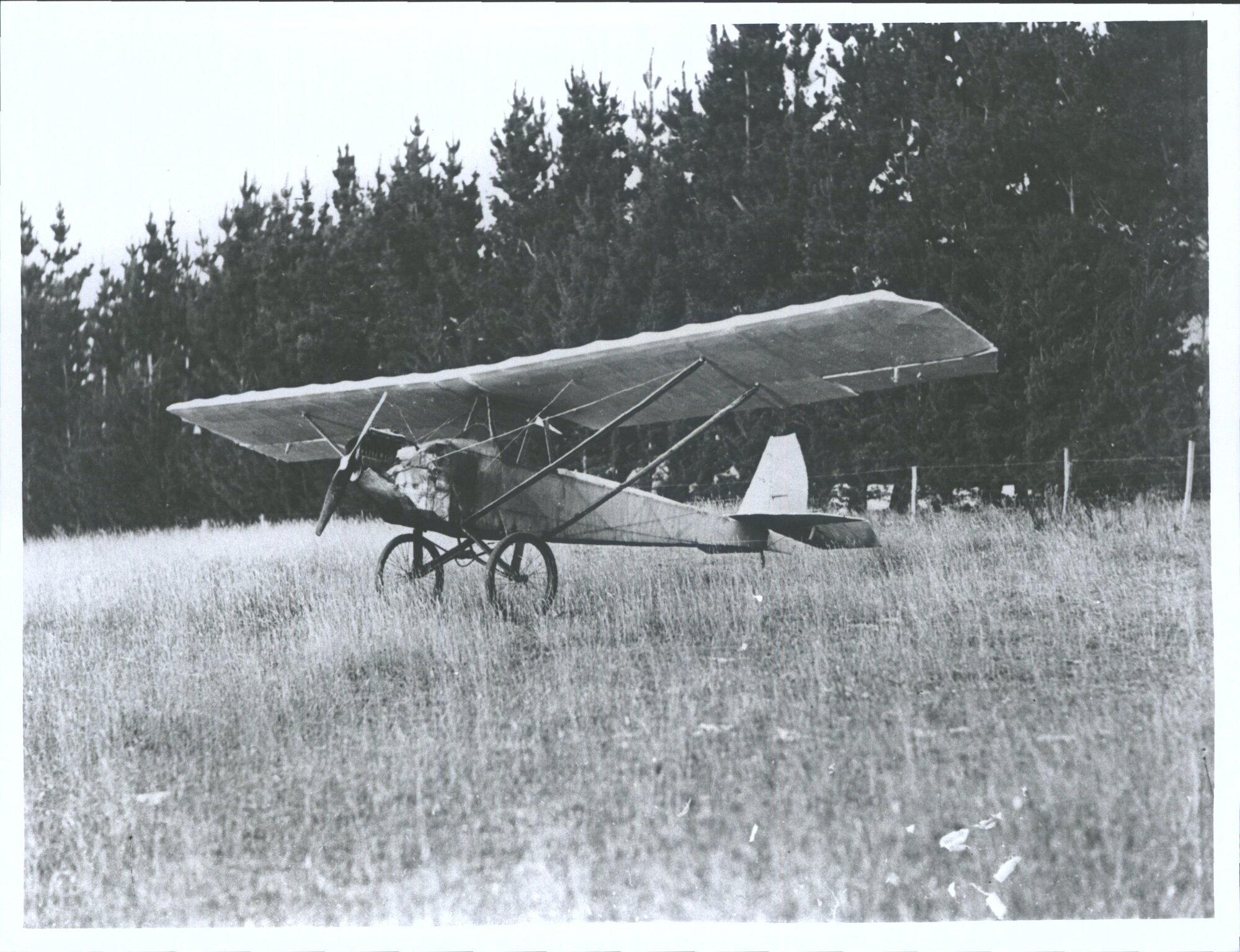 Home built parasol type aeroplane at Chatton, near Gore
