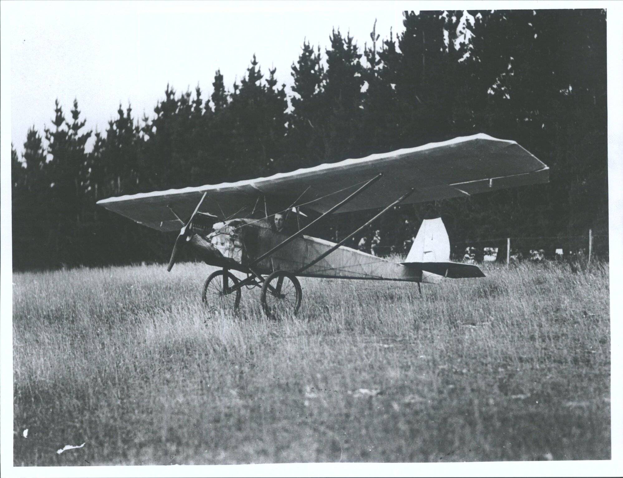 Home built parasol type aeroplane at Chatton, near Gore