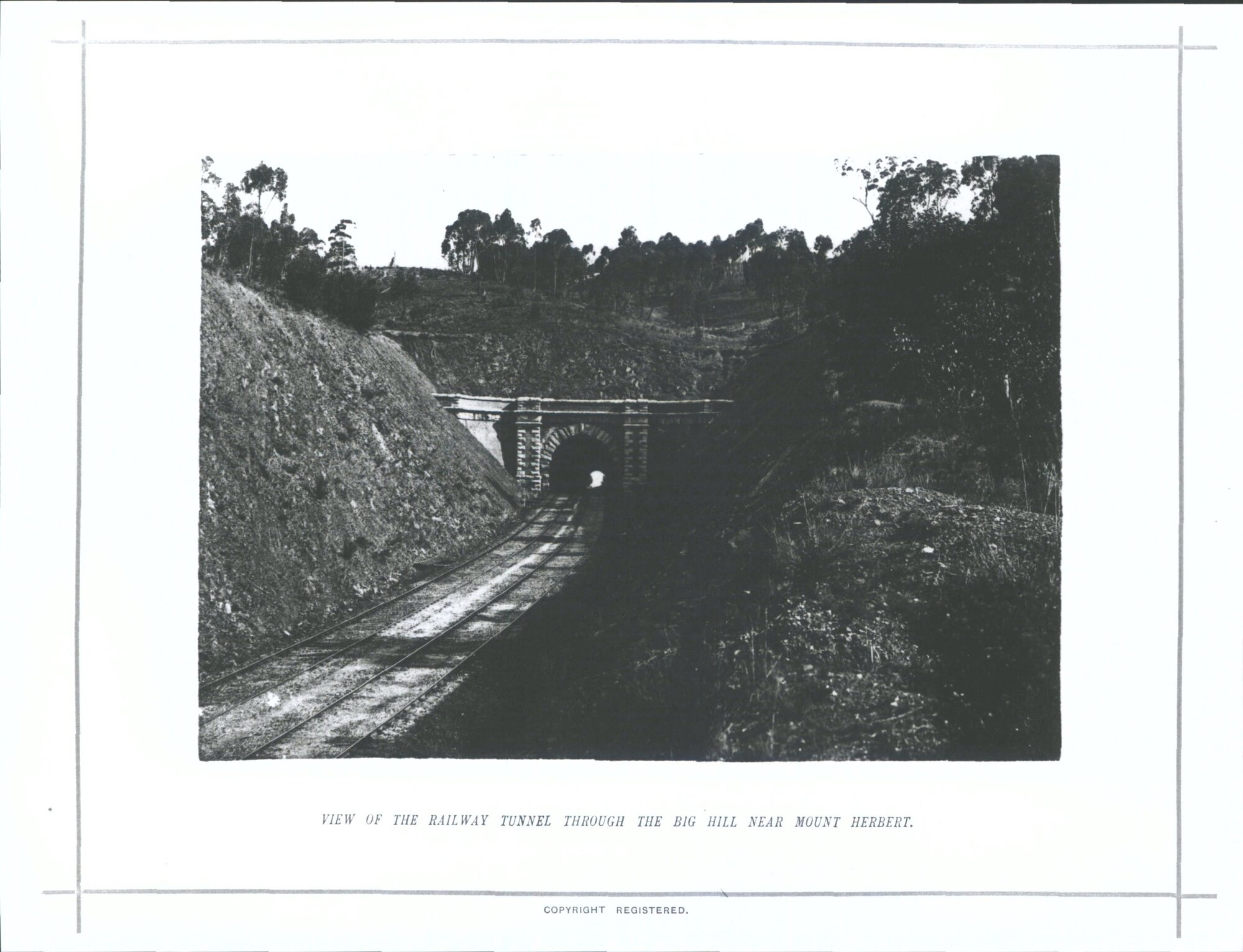View of the railway tunnel through the big hill near Mount Herbert