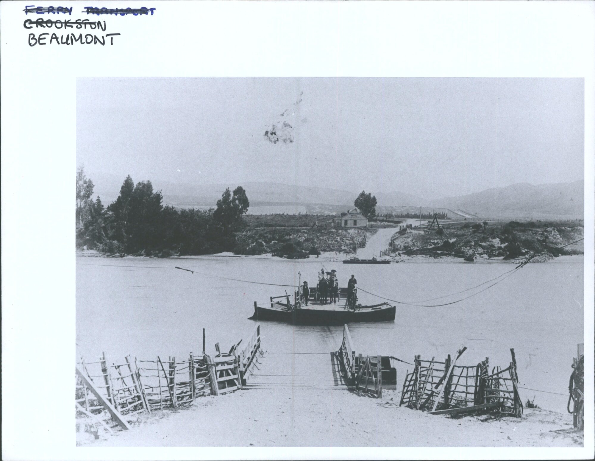 Taking horses by Punt across the Clutha River
