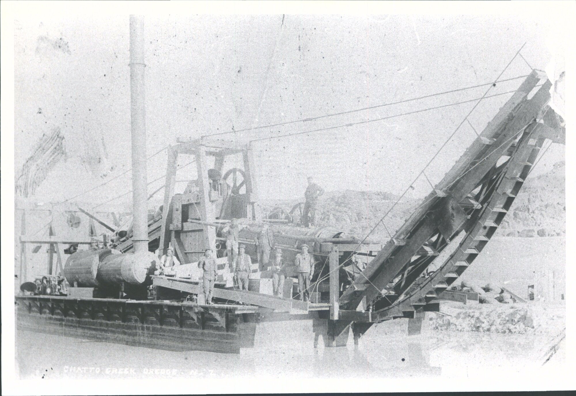 Chatto Creek Dredge worked below railway bridge