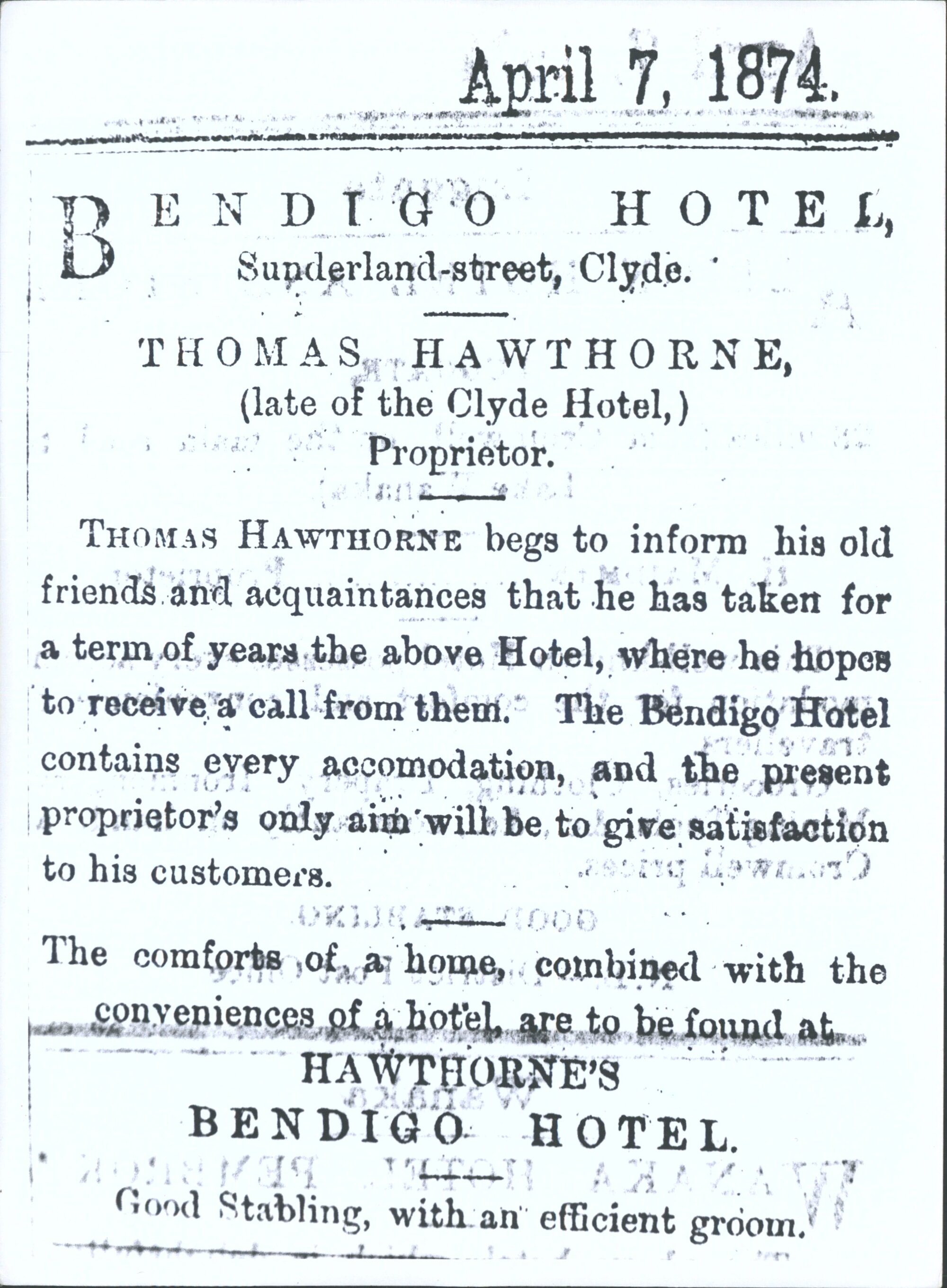 CLYDE. Bendigo Hotel