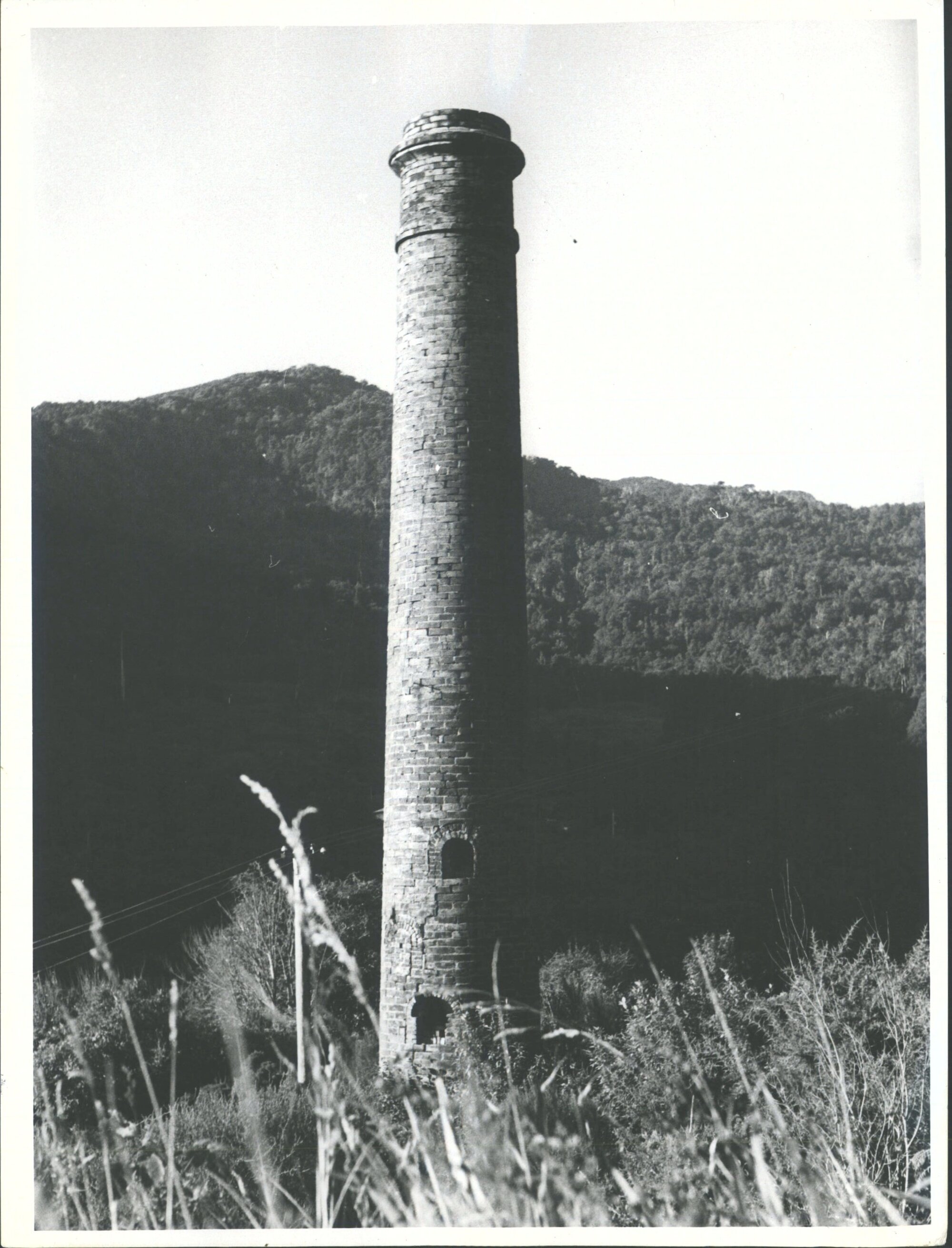 Mine chimney situated between road &amp; Grey river about 1/2 mile N of Dobson