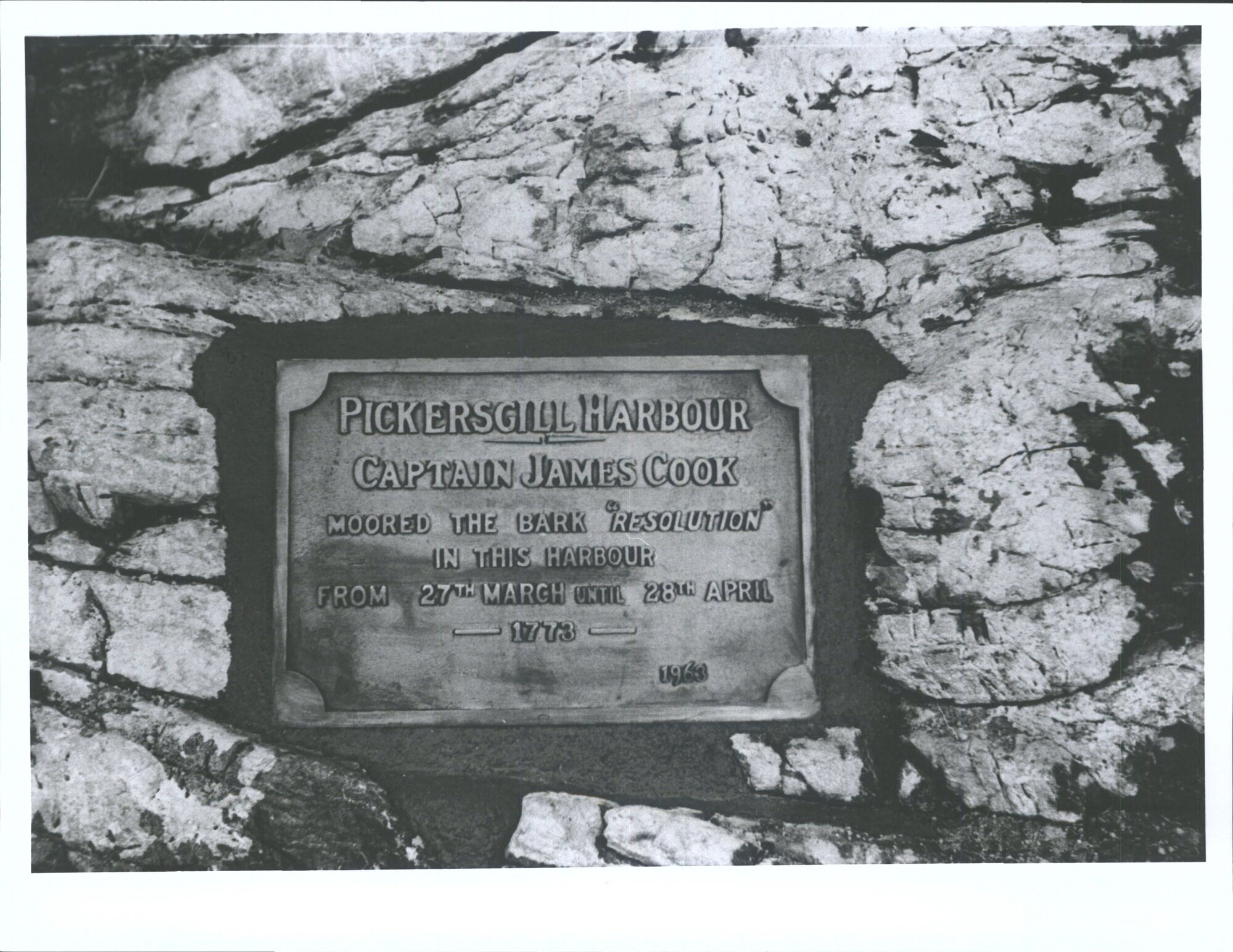Pickersgill Harbour plaque 1963 (concrete still wet)