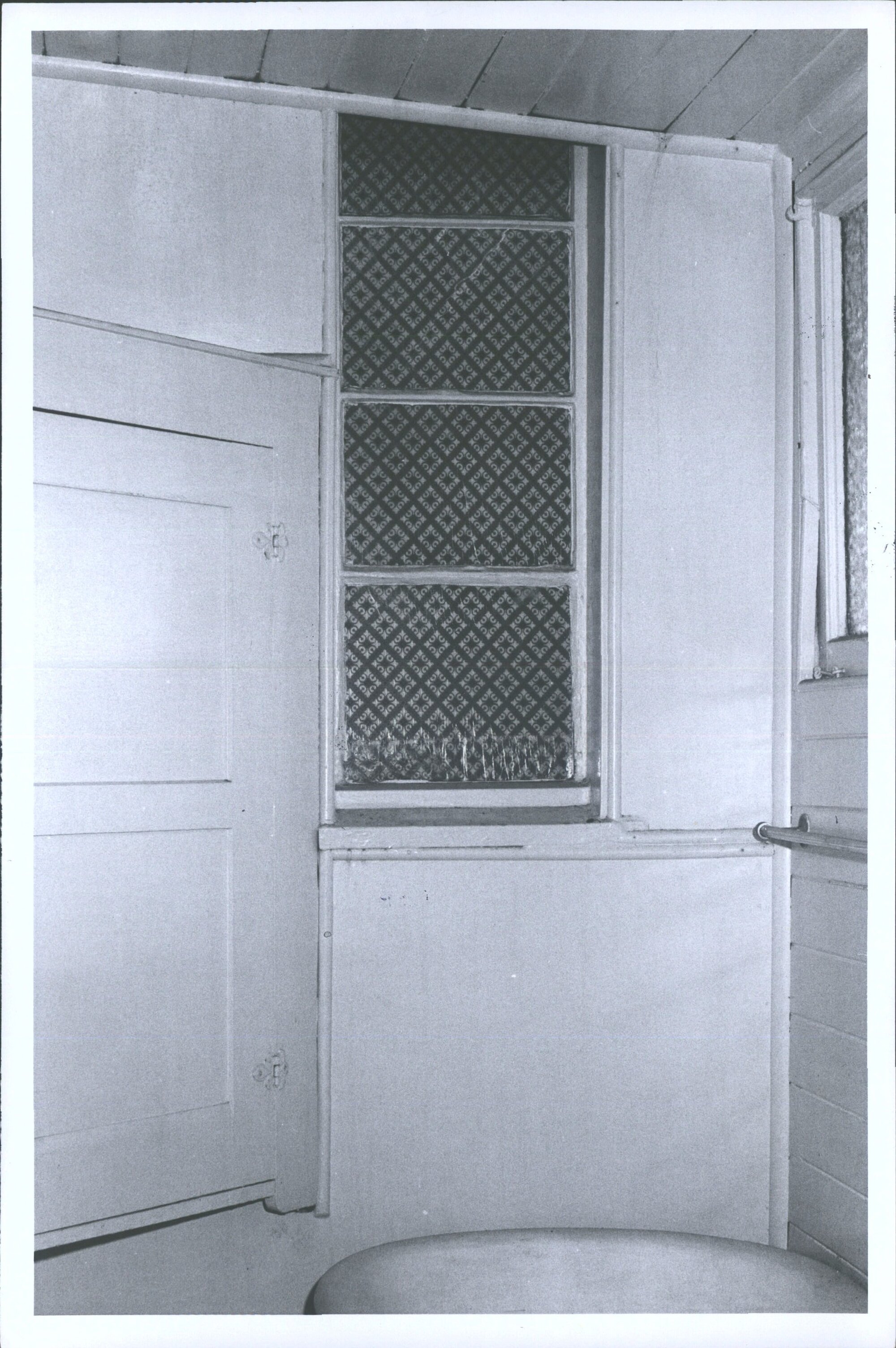 Bathroom in lean to. Window, that show to right of porch in photo copied from Album 75/6