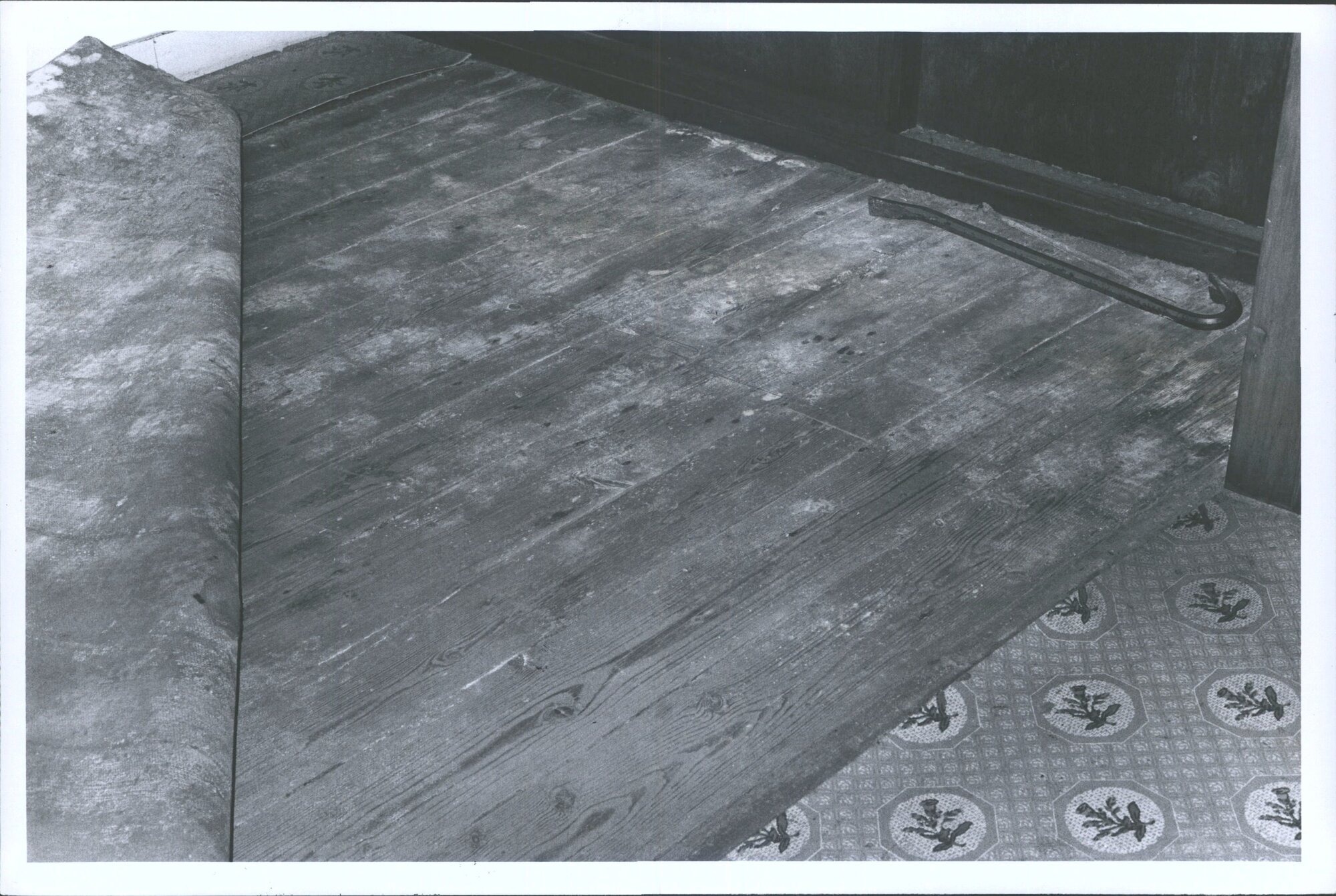 Upstairs bedroom floor, uneven boards, dry rot, borer
