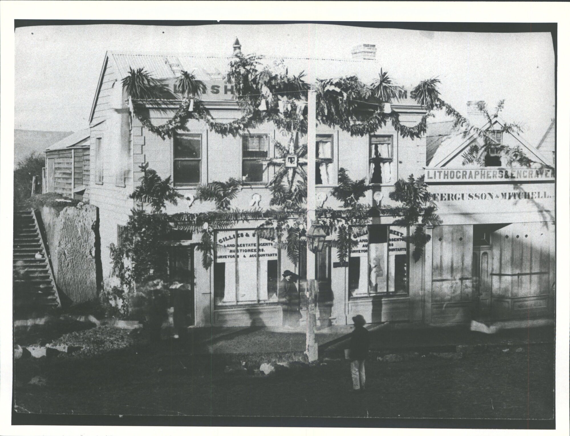 Cnr of Prince St &amp; Lower Dowling St. The Steps lead up to Bell Hill from  the cutting just completed nov (1980s) the site of the