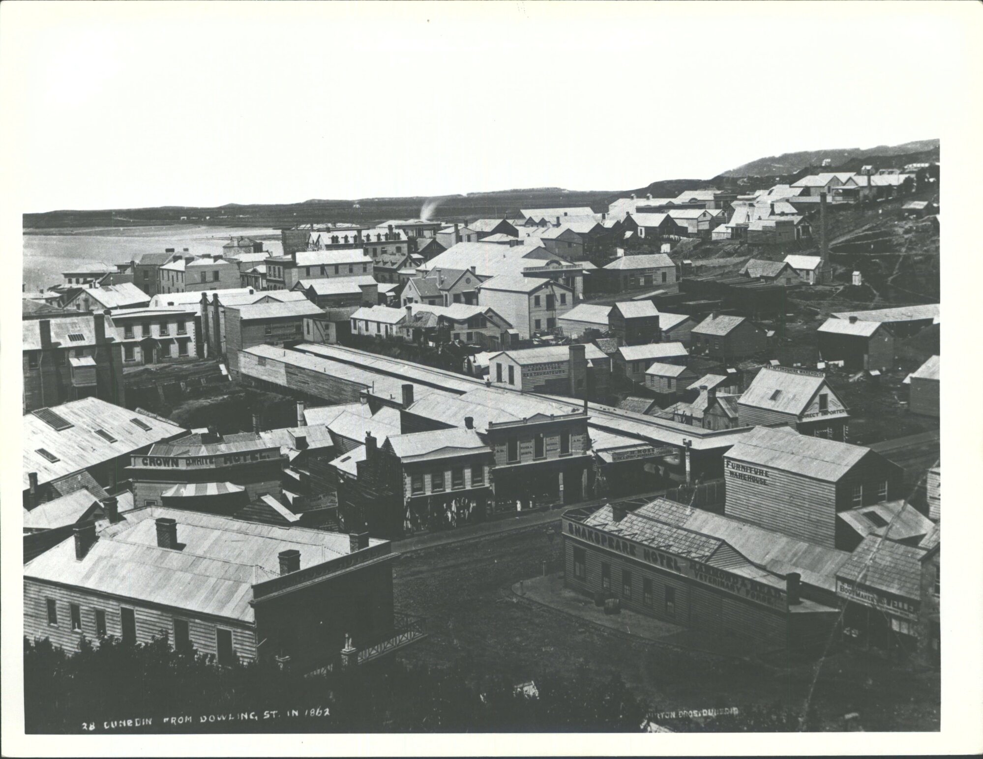 Dunedin from Dowling St in 1862
