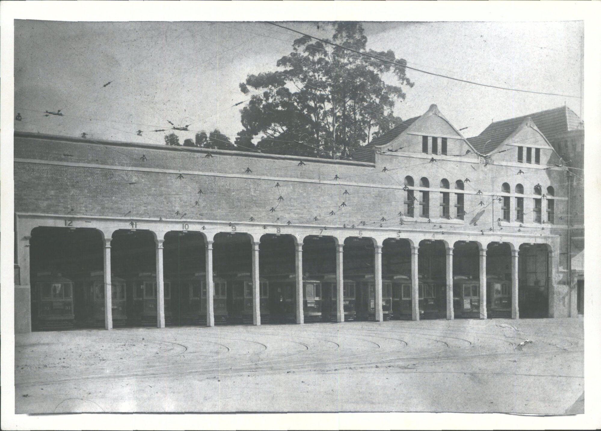 Early photo of tramsheds taken prior to purchase of larger bogie cars [pre1925]