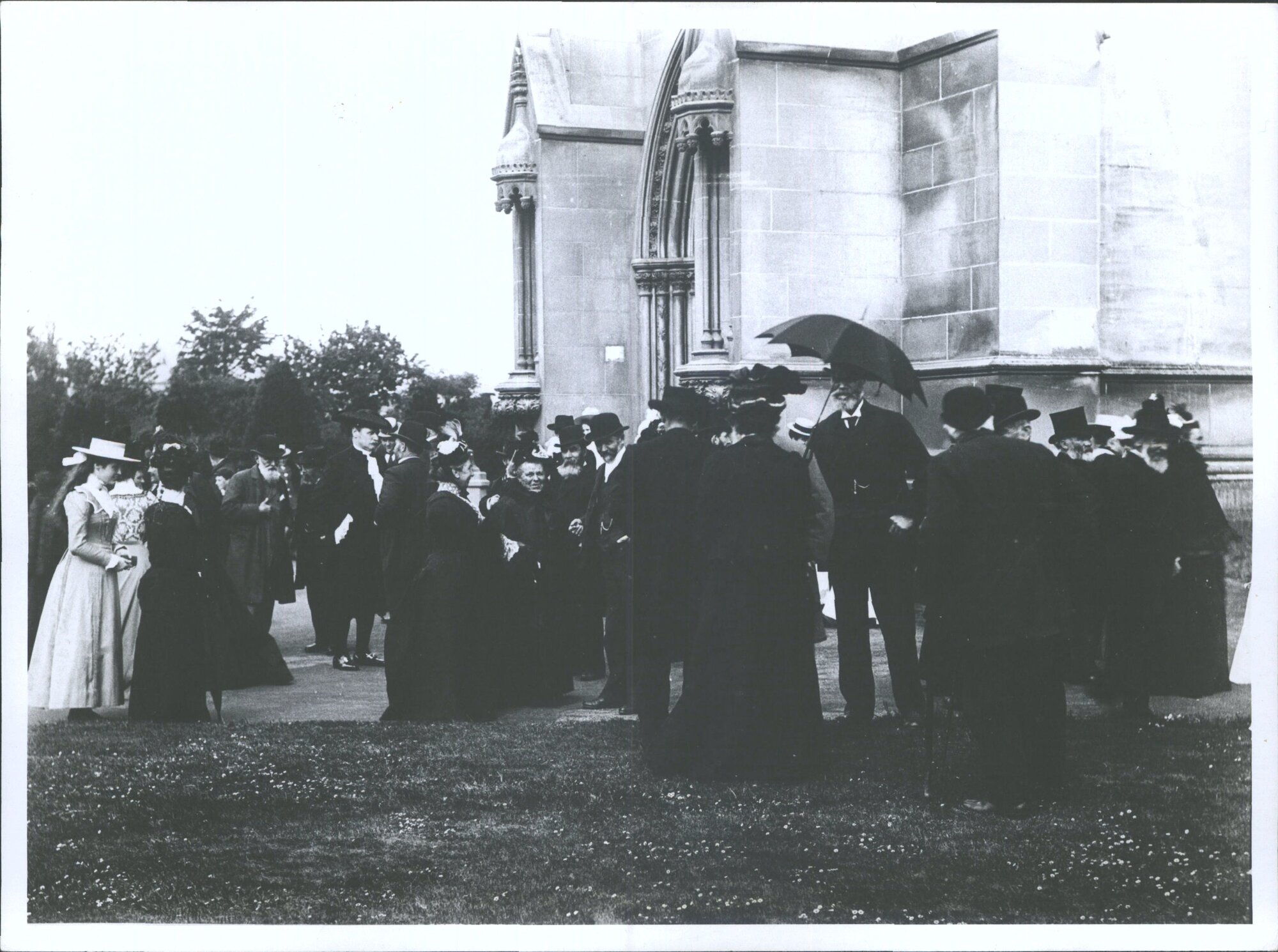 Rev. Gibb and the Congregation outside First Church Manse