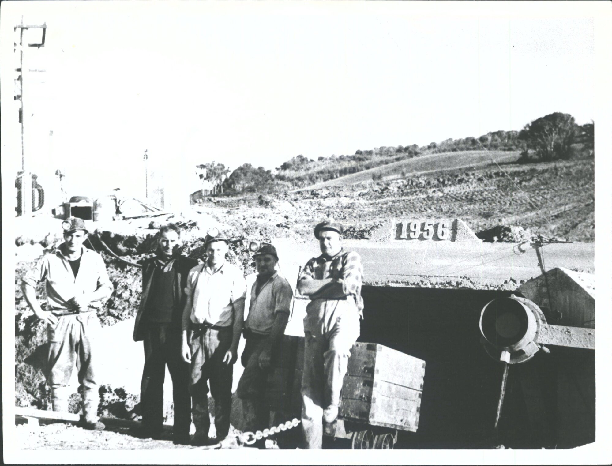 (Wangaloa?)) Lockington Mine  Portal   The man third from the left has been identified as Bert  Forrester
