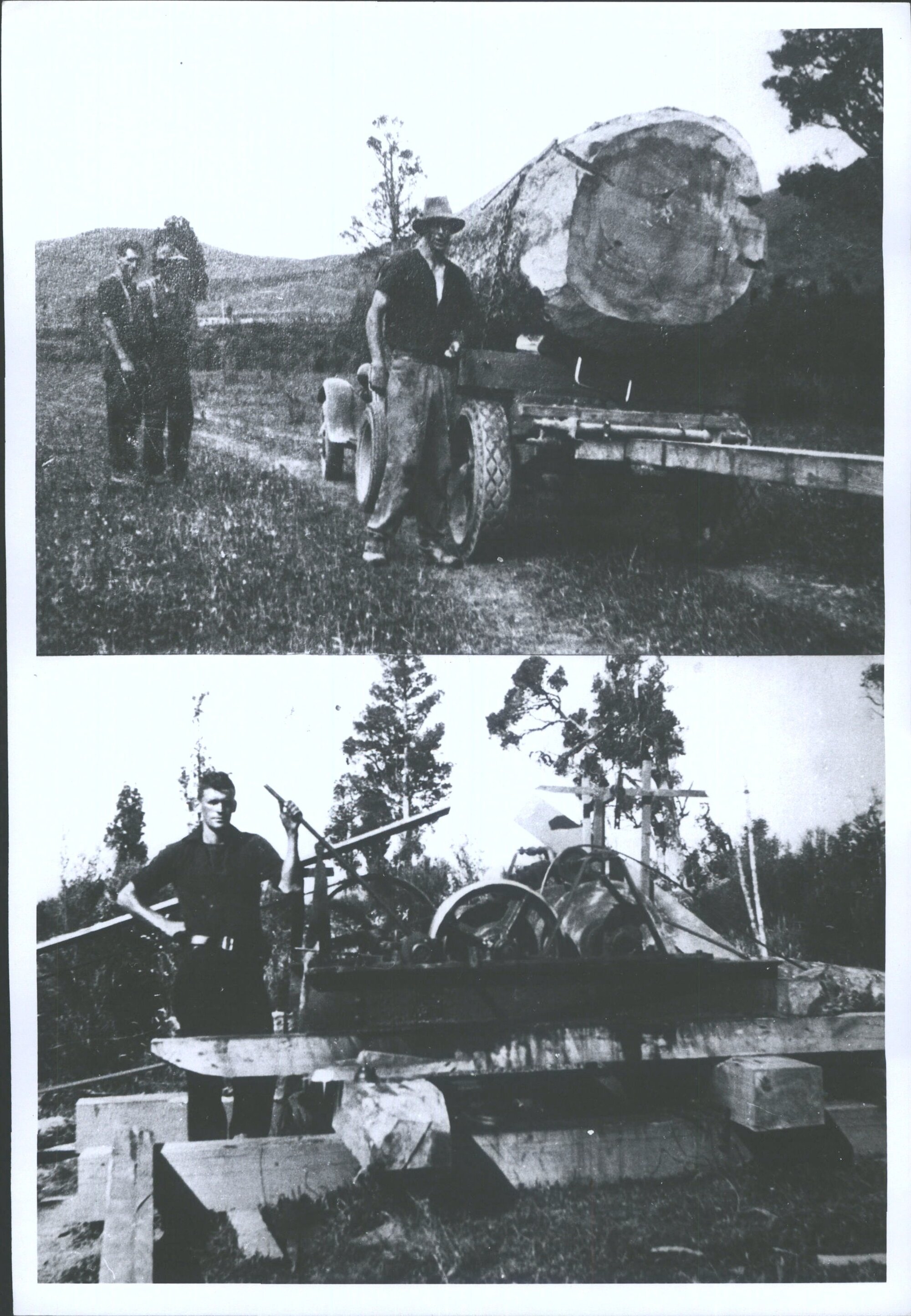 Aria King Country  Top photo: D'arcy Jones from left Robinson, Tom Usher, Lower photo, Roy Henderson  petrol driver winch