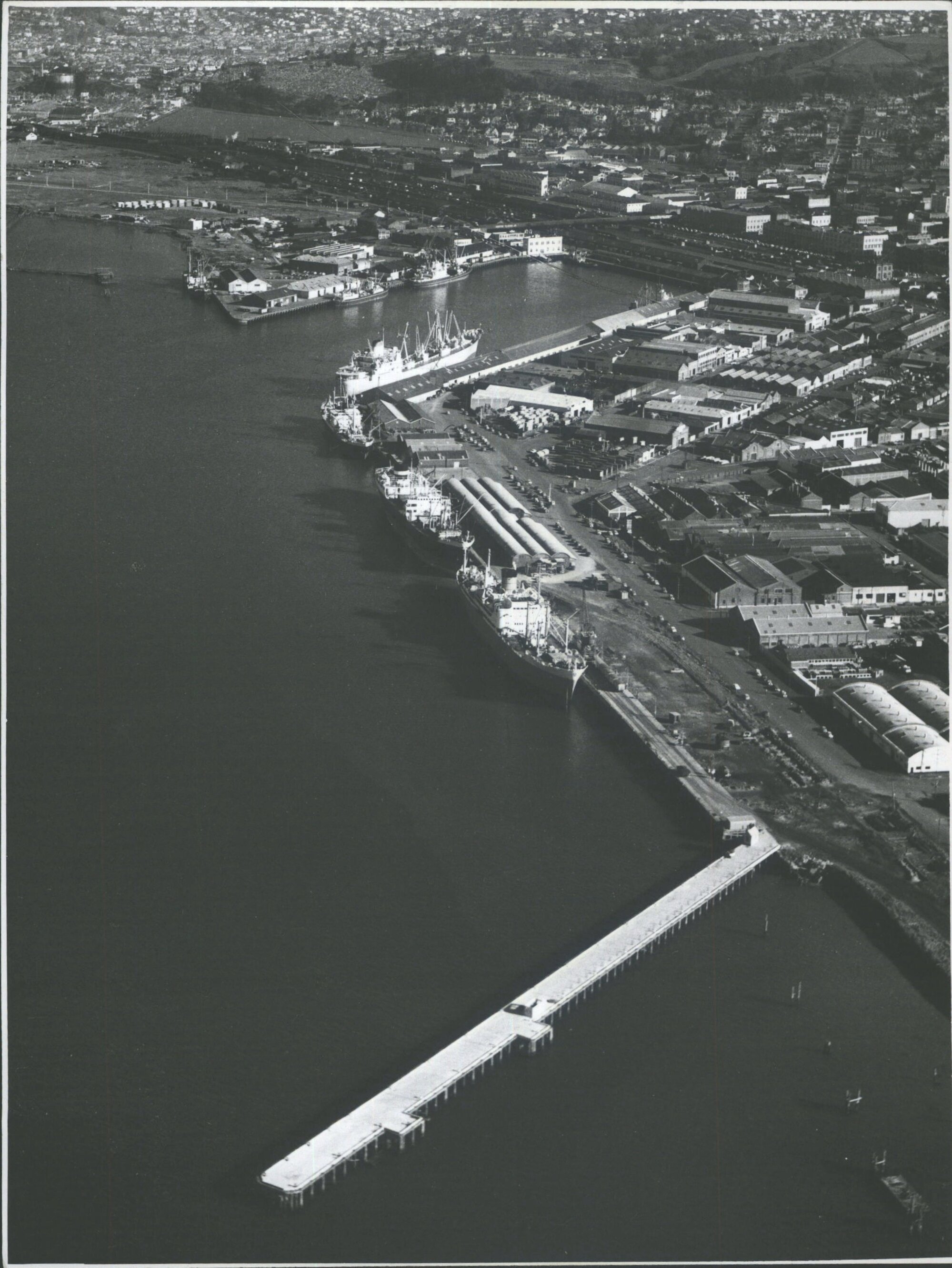View of Dunedin Wharves about 1962