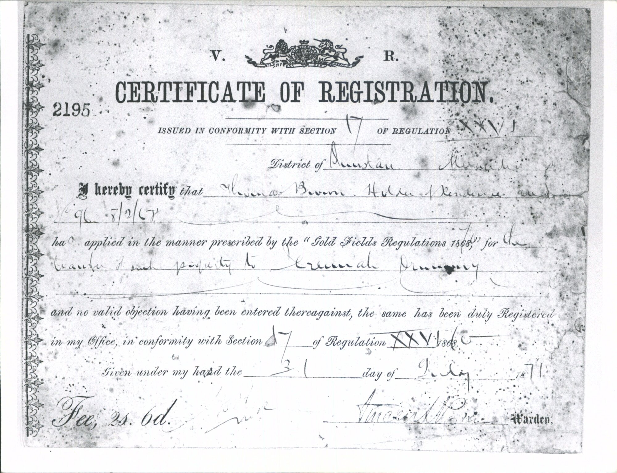 Certificate of registration