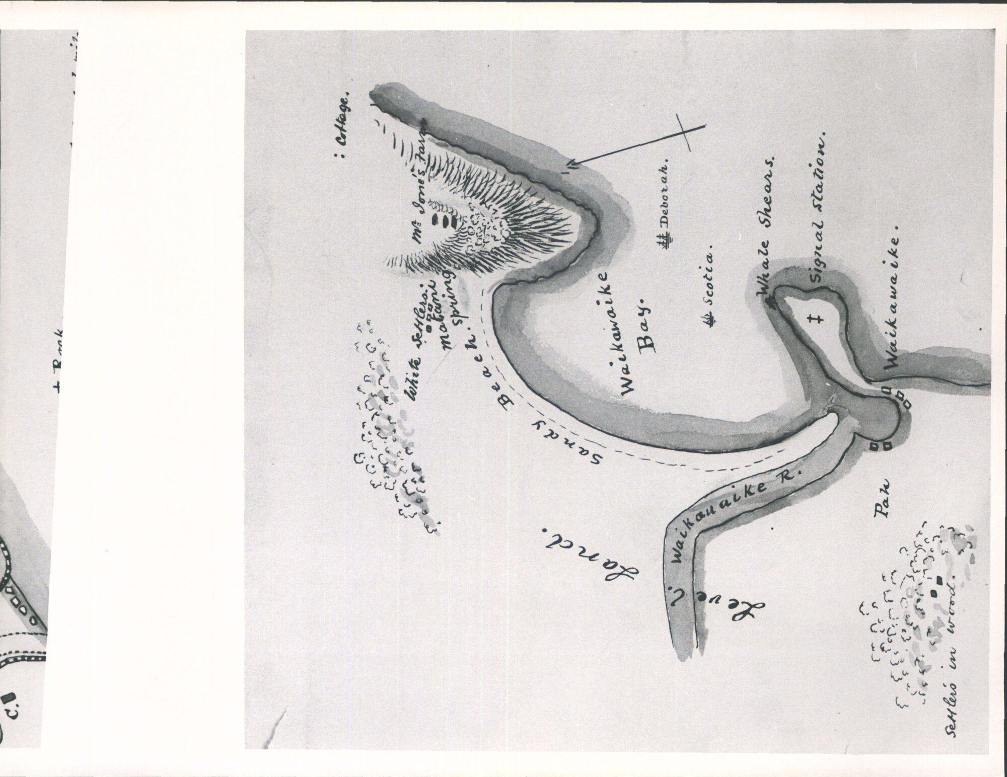 [Waikouaiti Bay] with shorthand map drawn in