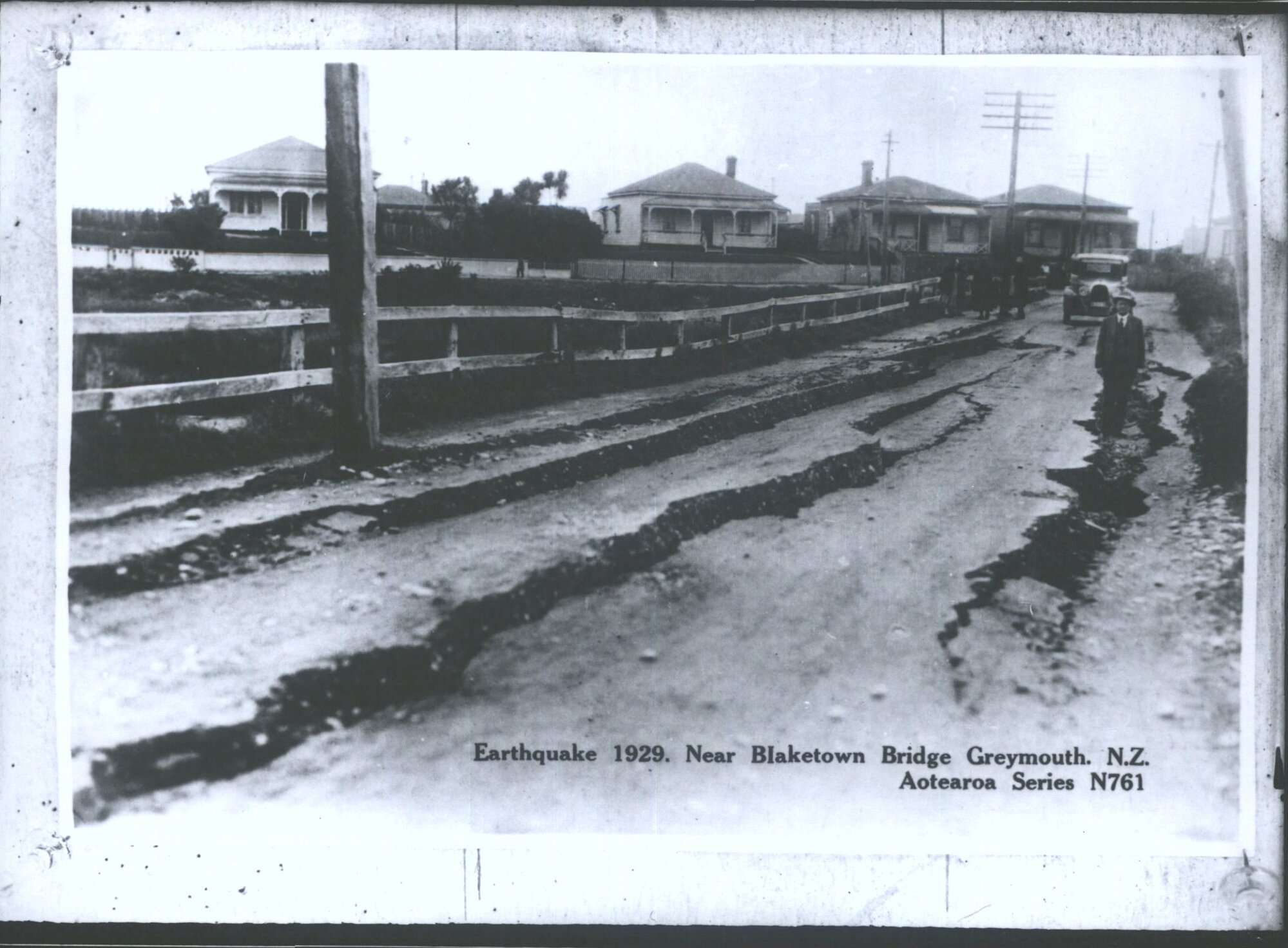Earthquake 1929. Near Blaketown Bridge Greymouth, N.Z.