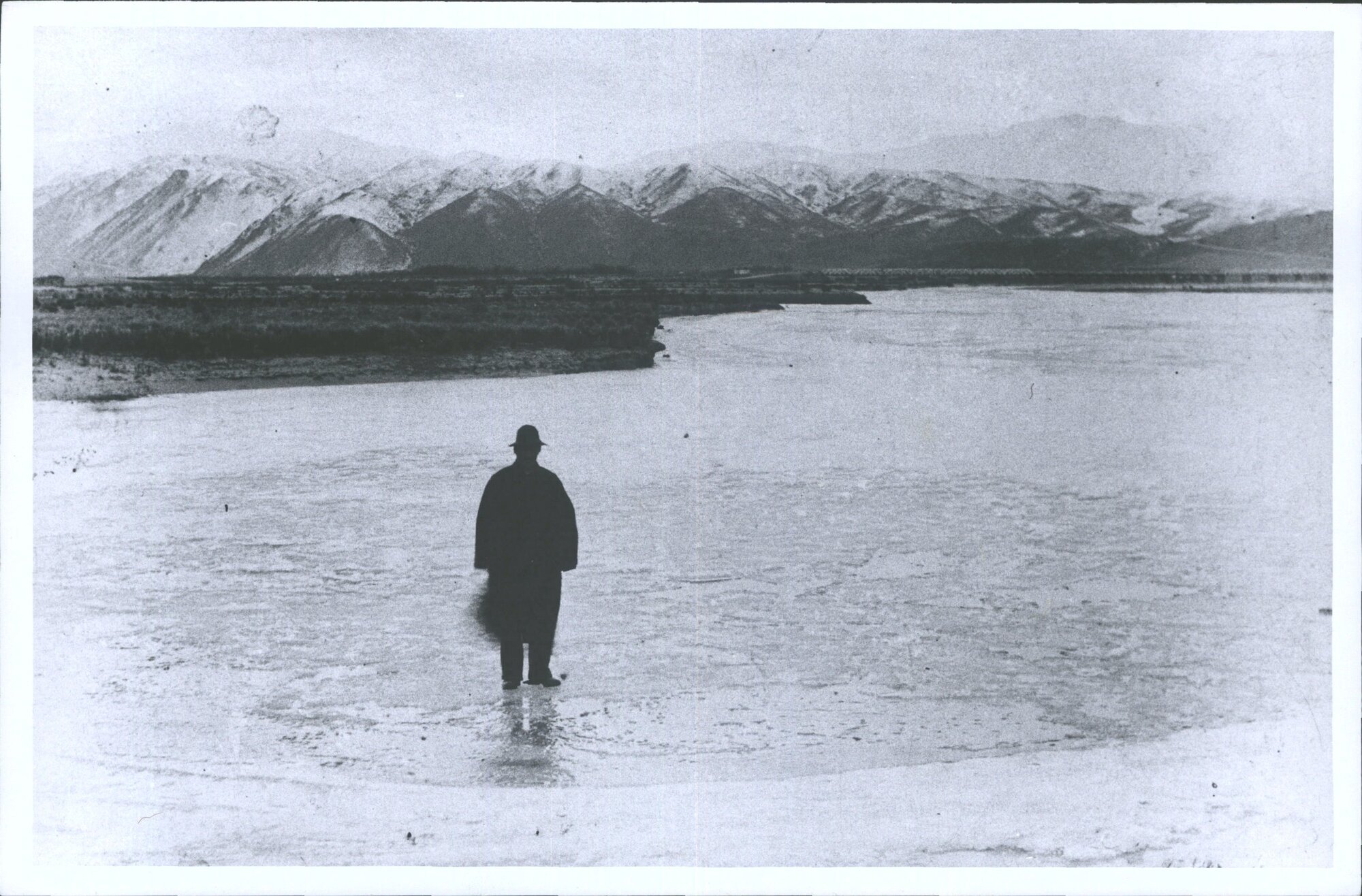 Waitaki River Haka  bridge, 1895. Policeman - where Horse &amp; dray  used to cross  at this point