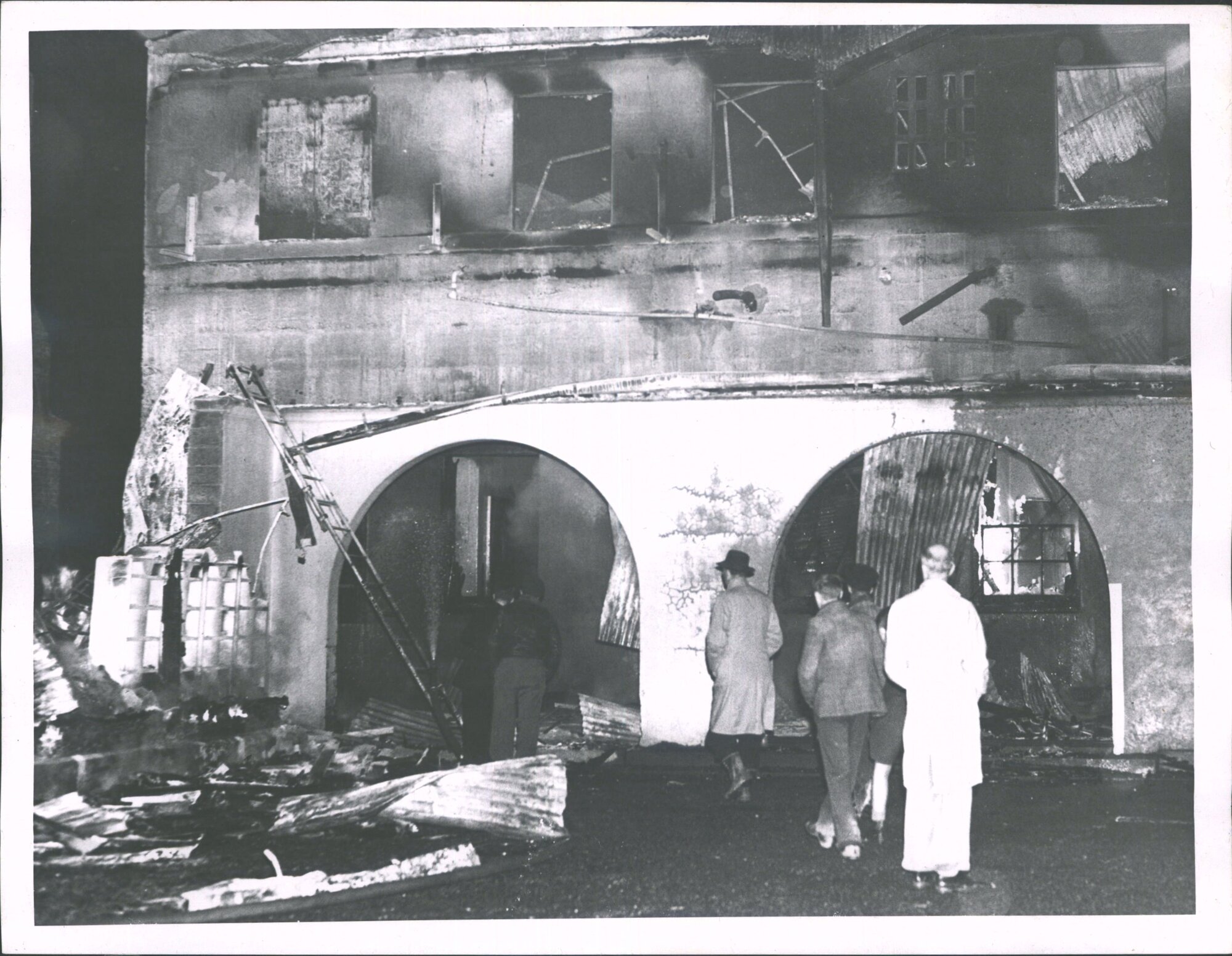 HANMER LODGE FIRE - In this portion of building the blaze has abated.  The seat of the fire was to the left working first throug