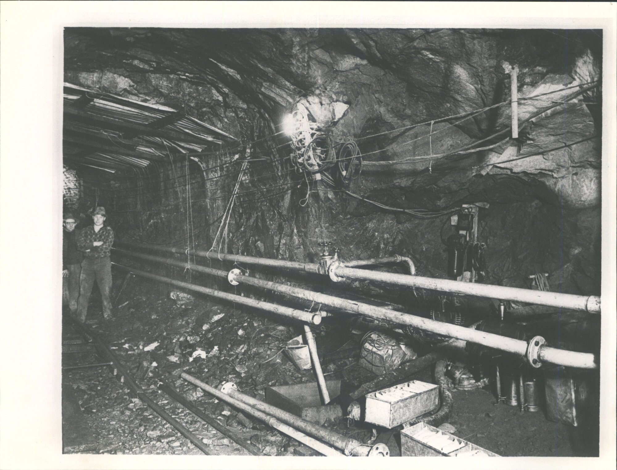 Portion of the Homer Tunnel where there is an influx of water  note corrugated iron overhead'
