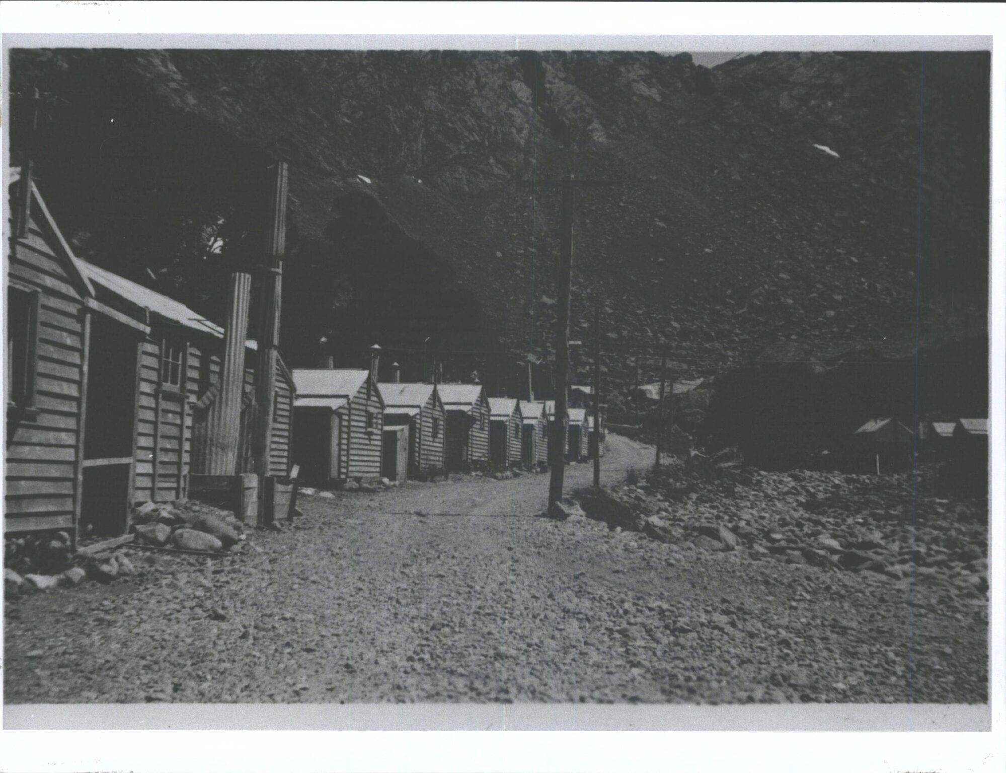 Construction  'Homer Tunnel camp, main Street'