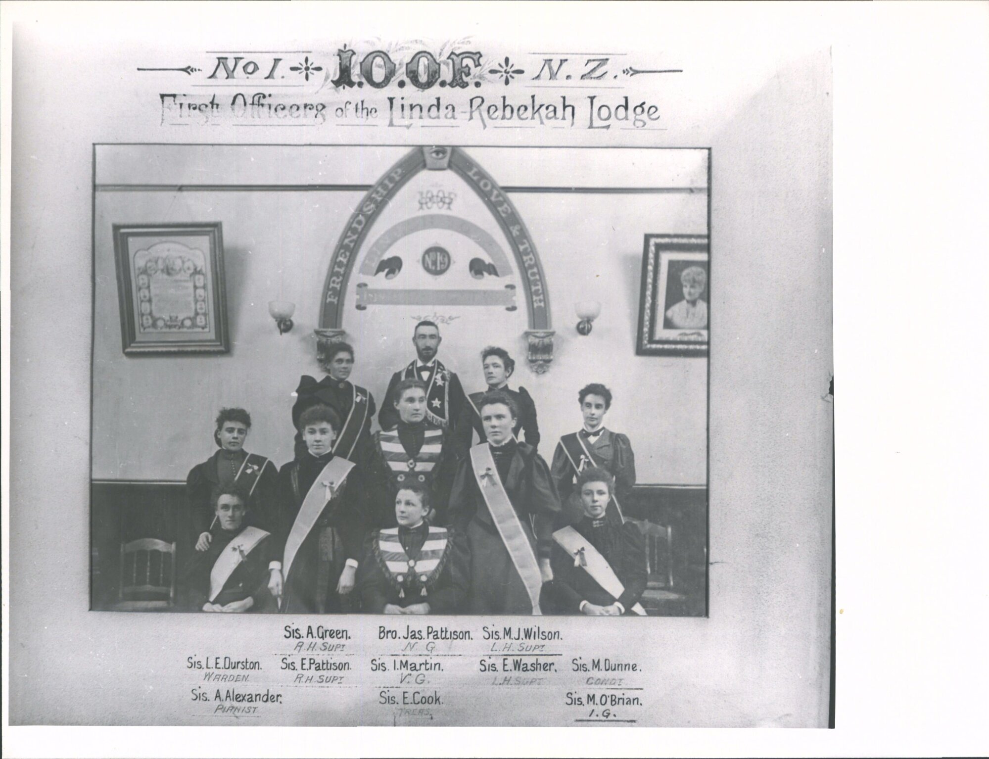 No 1 Linda Rebekah Lodge, Roslyn, Dunedin  First Office