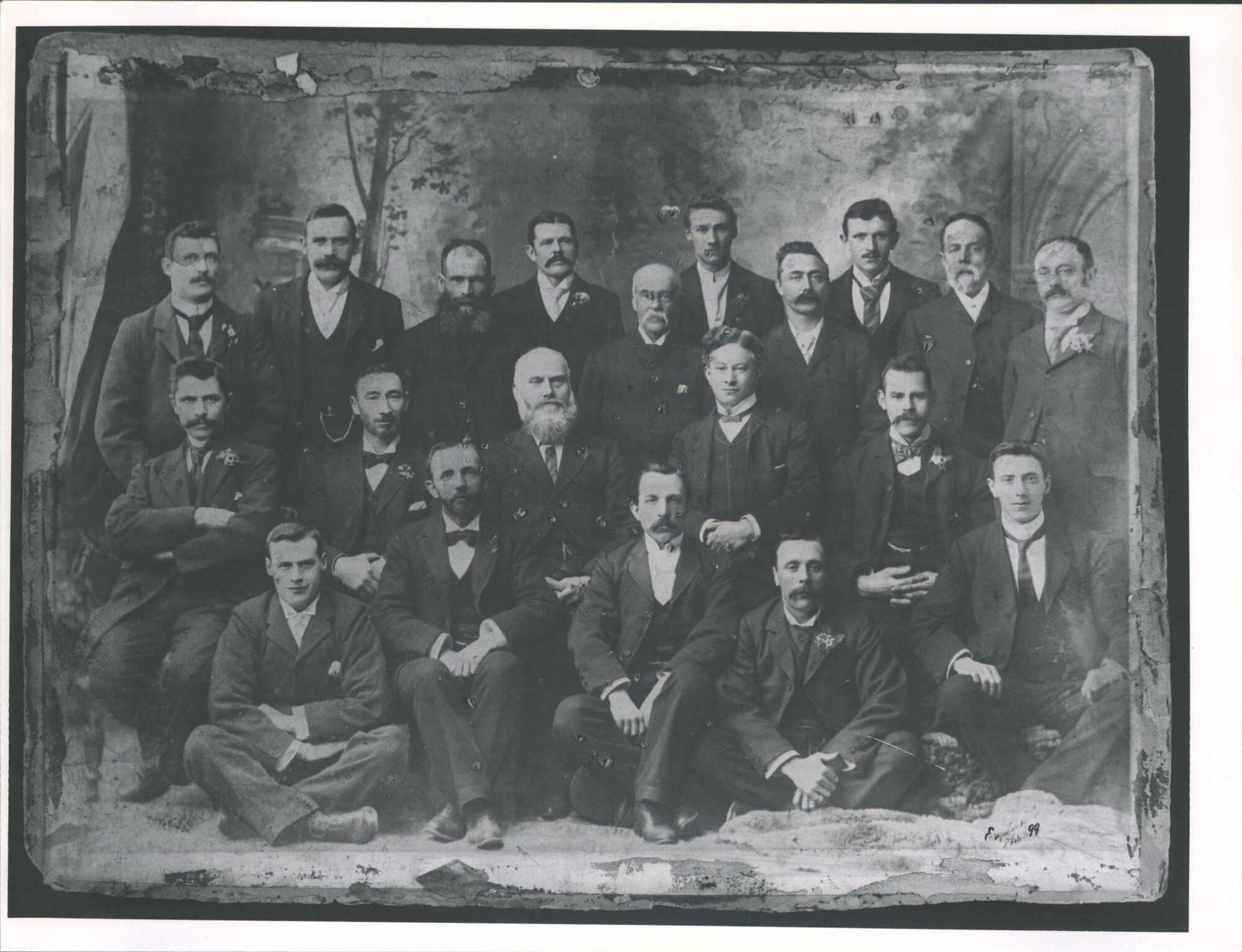Back Row, - T. Slater, J. Owens, W. Smith, A Slater, E. Brandon, -, -. -. -. l to r      second L. <unclear>, J. Pattison, W. Re