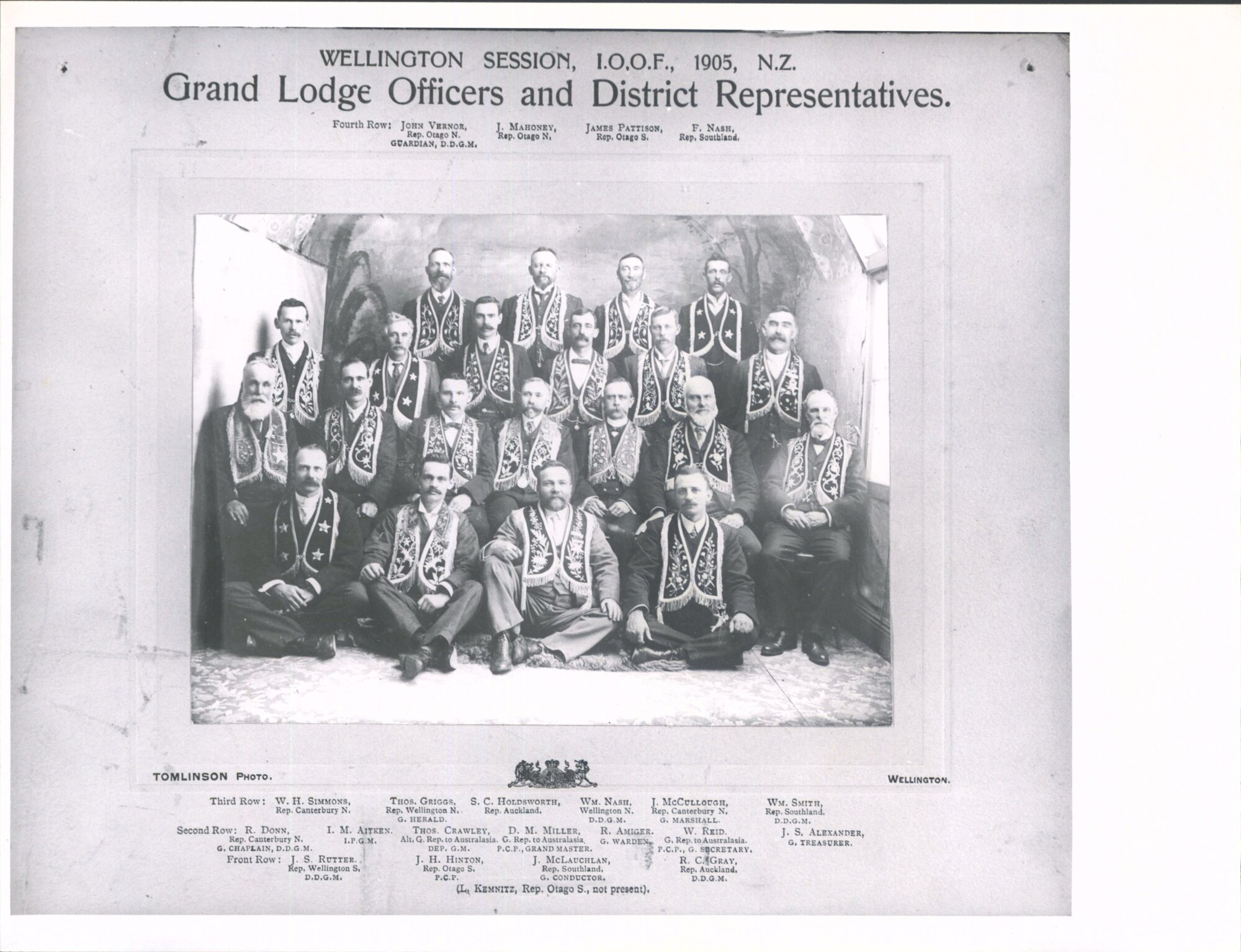 Grand Lodge Officers  &amp; District Representatives Wellington Session