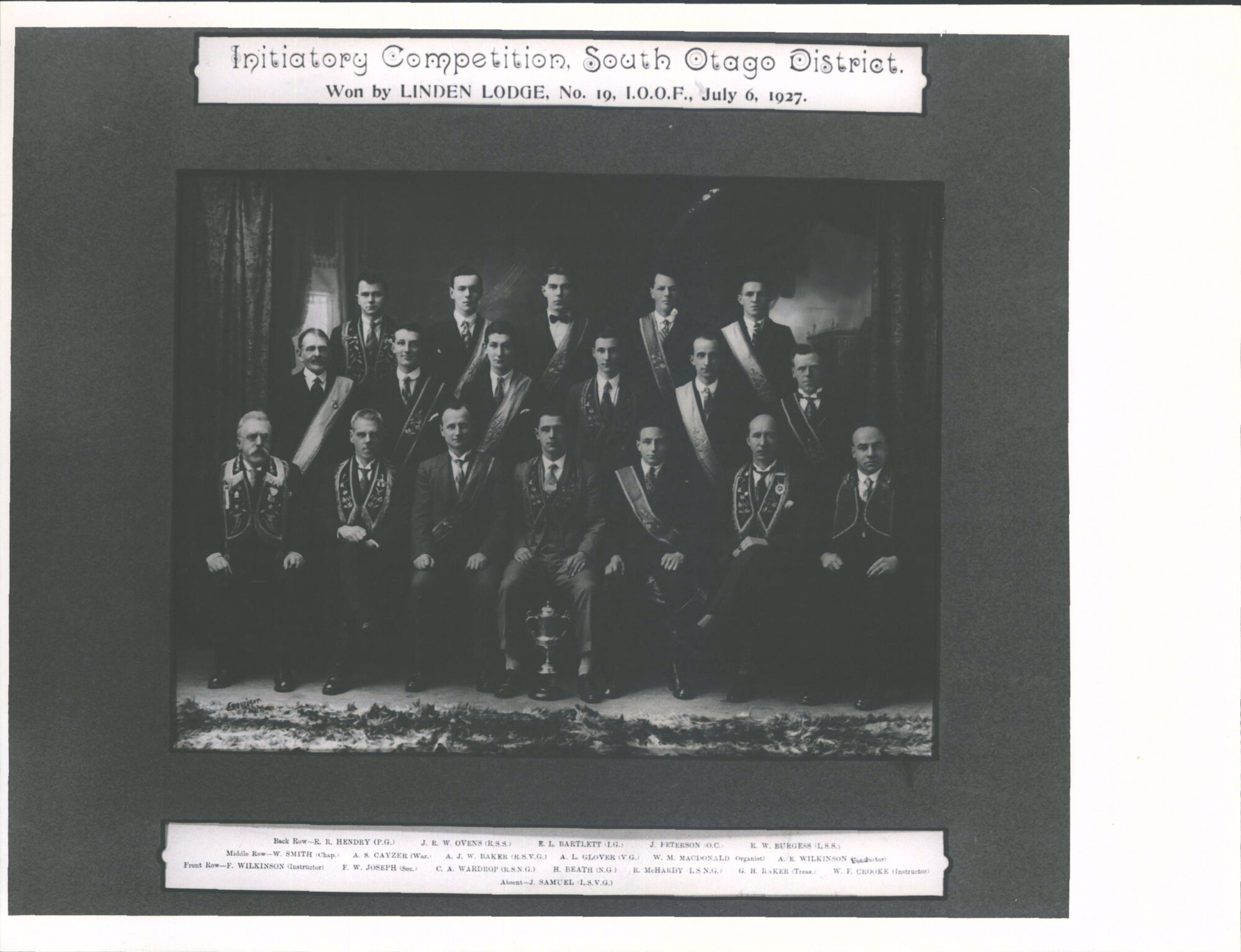 Winners Initiatory Competition 1927  South Otago District