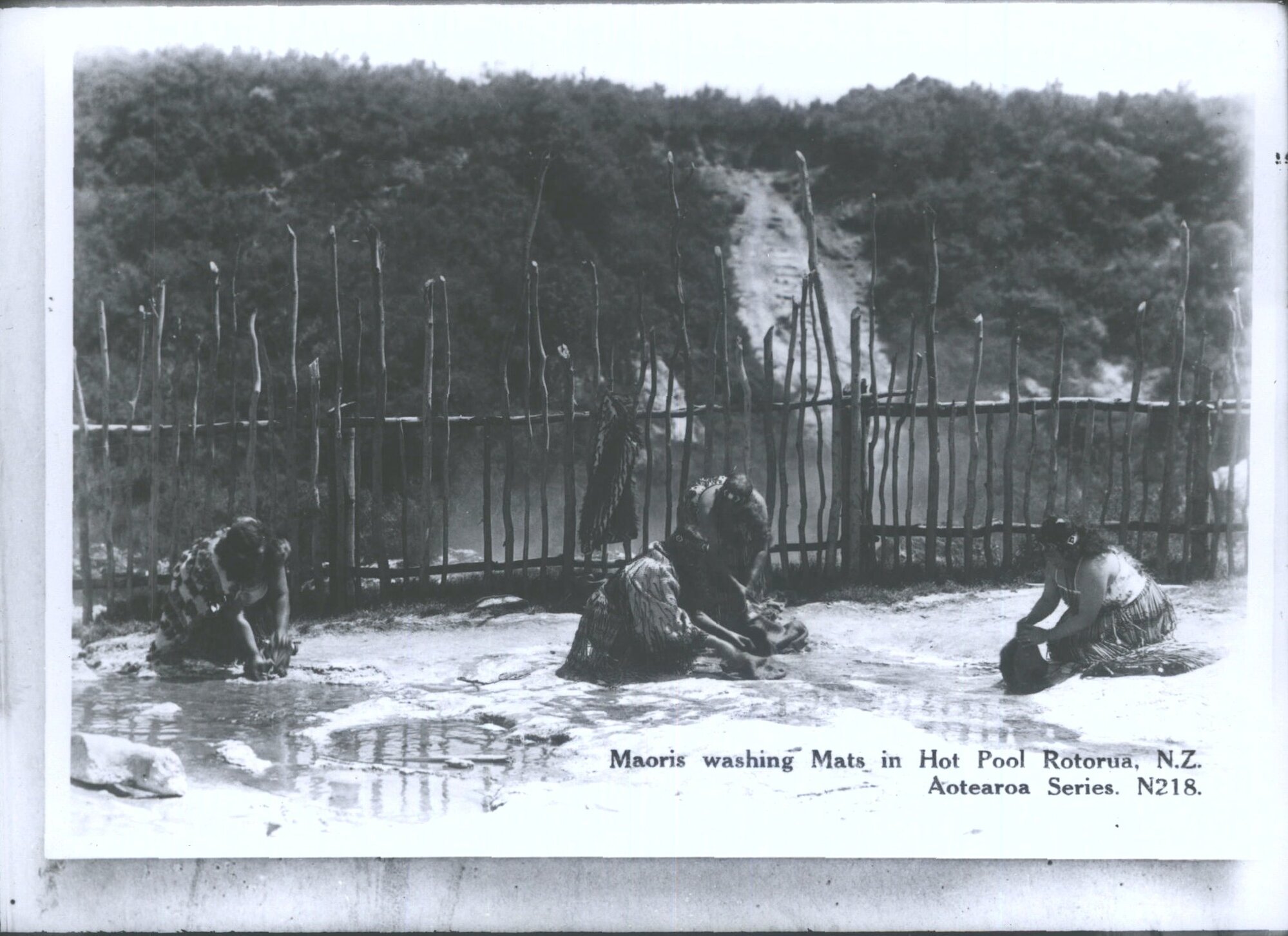 Maoris washing Mats in Hot Pool, Rotorua N.Z.