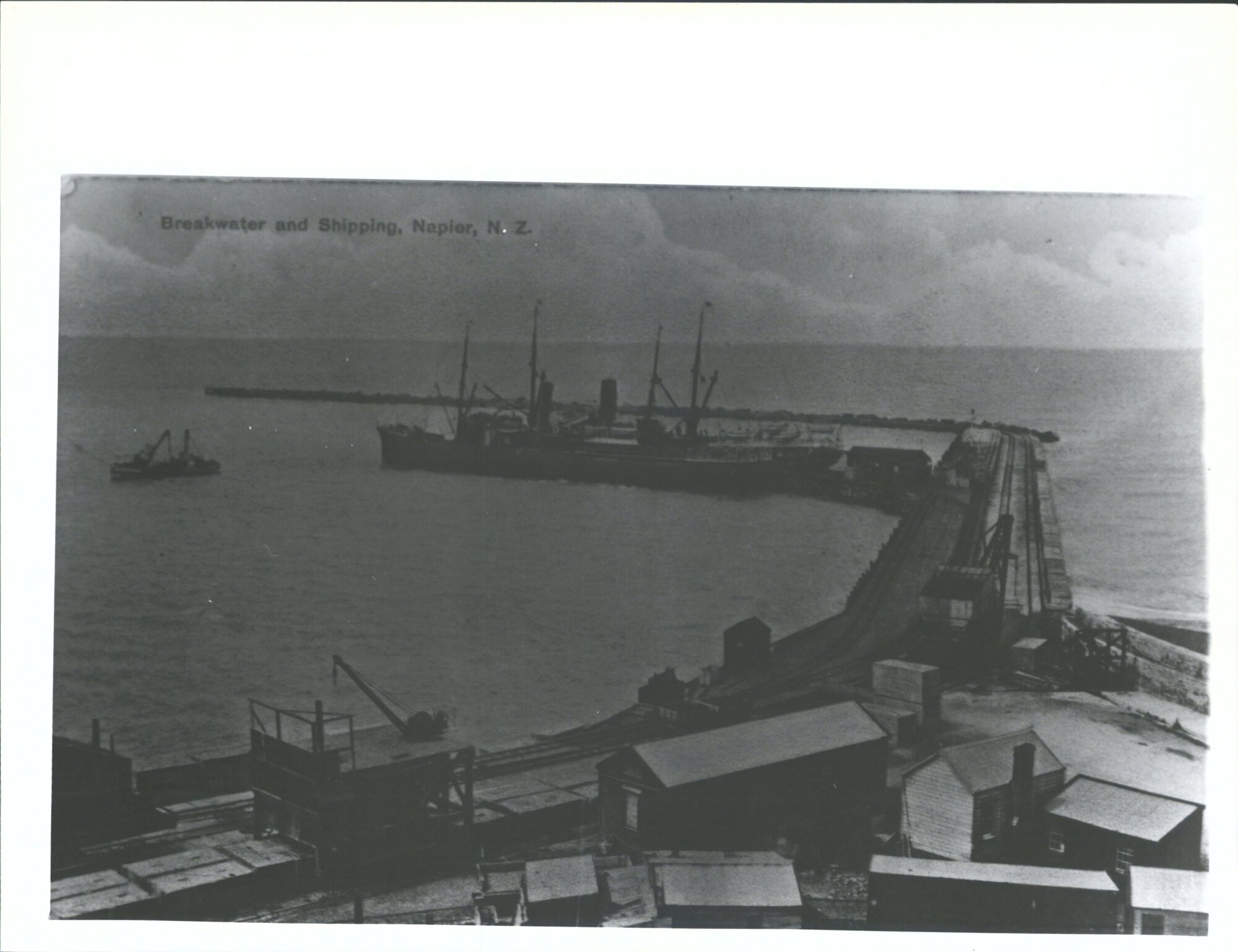 Breakwater and Shipping, Napier, N.Z.