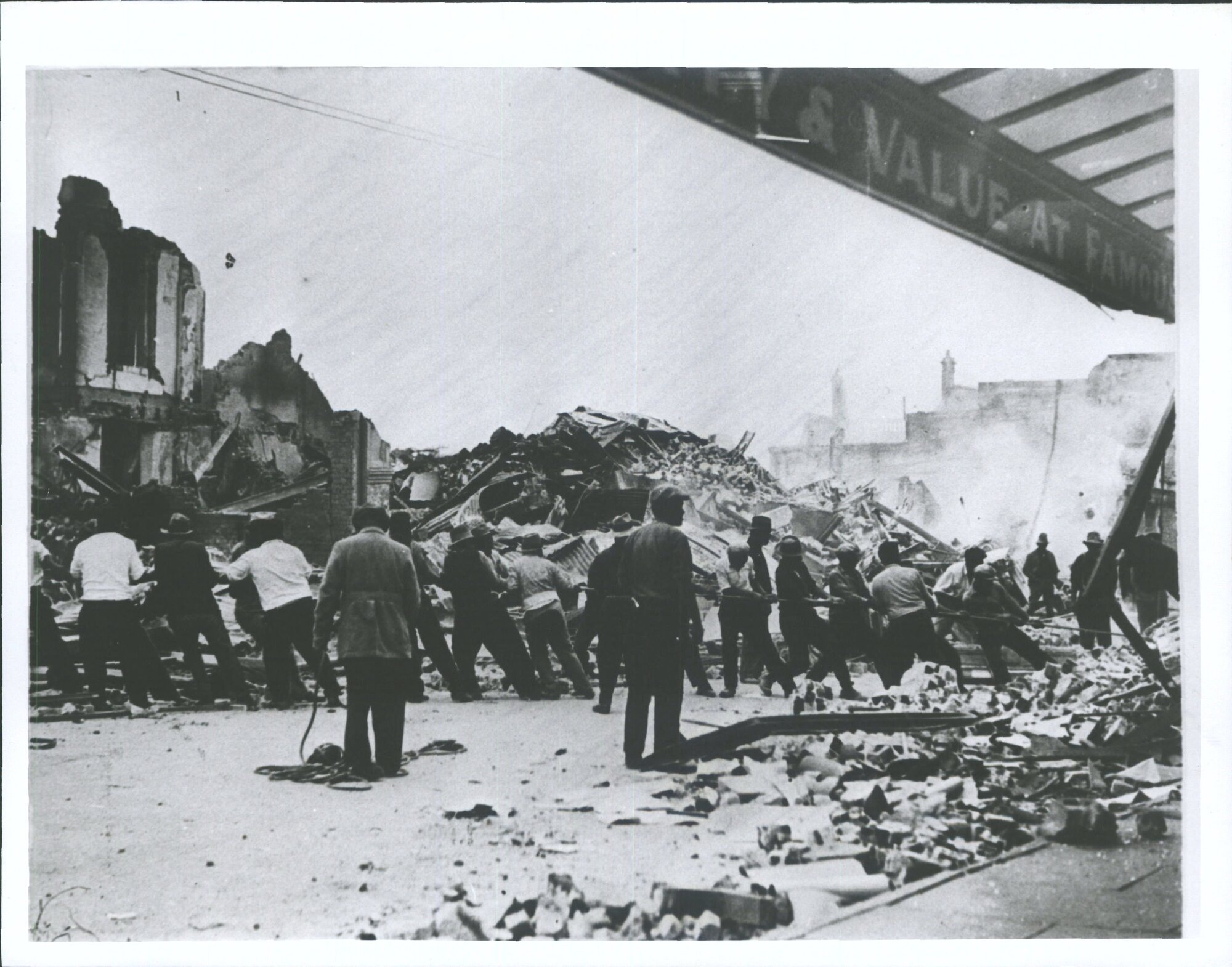 Clearing debris Main Street Hastings