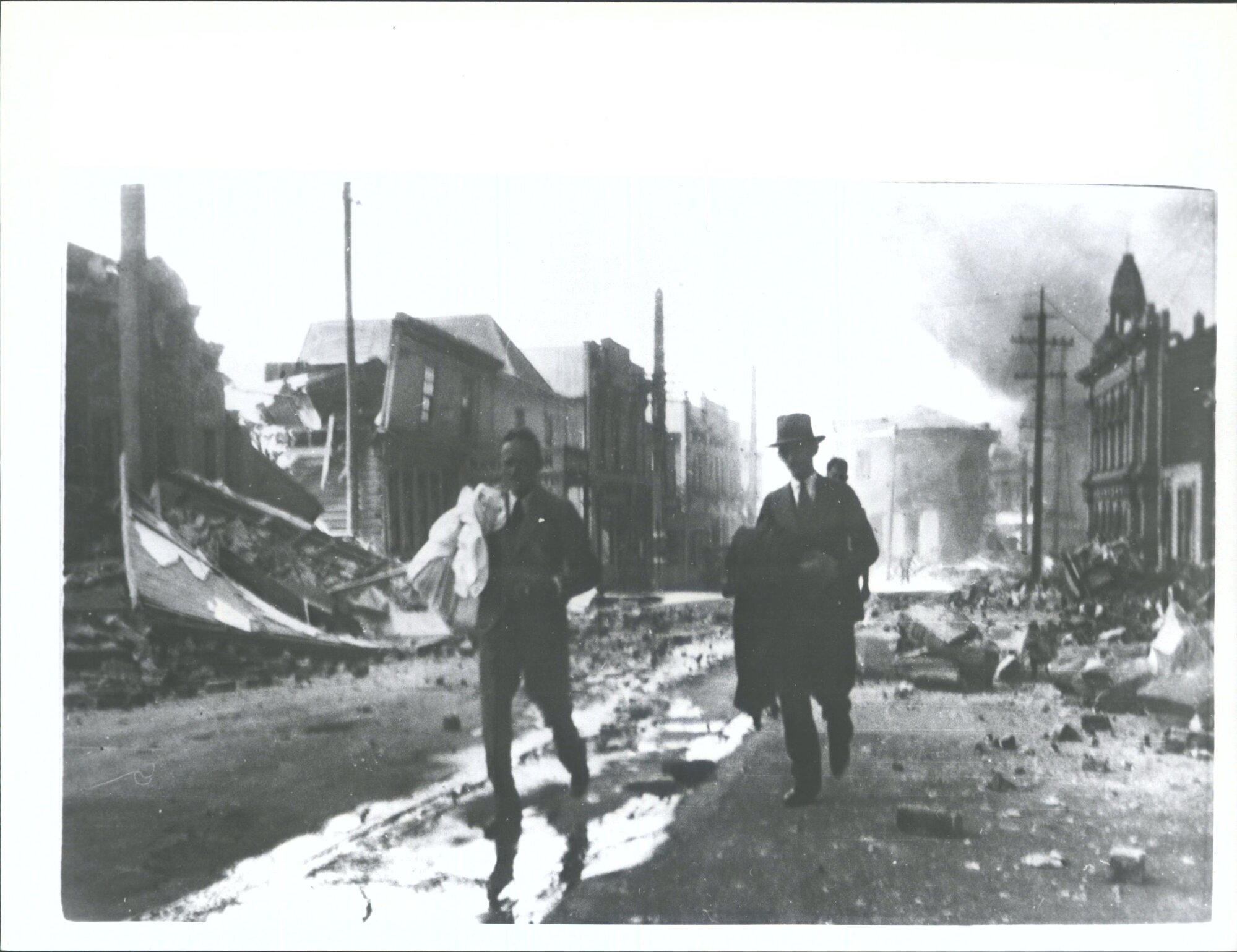The Evening Post "Napier Earthquake Disaster :-Looking down Shakespeare Road after the earthquake while the fires were in progre