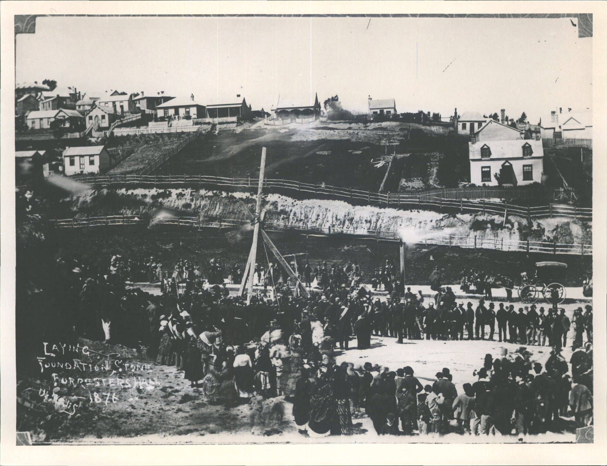 Masonic' laying foundation Stone, Forresters Hall, 1876