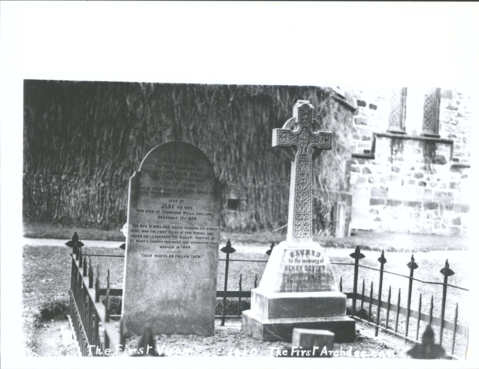Headstones of the first vicar and first Archdeacon