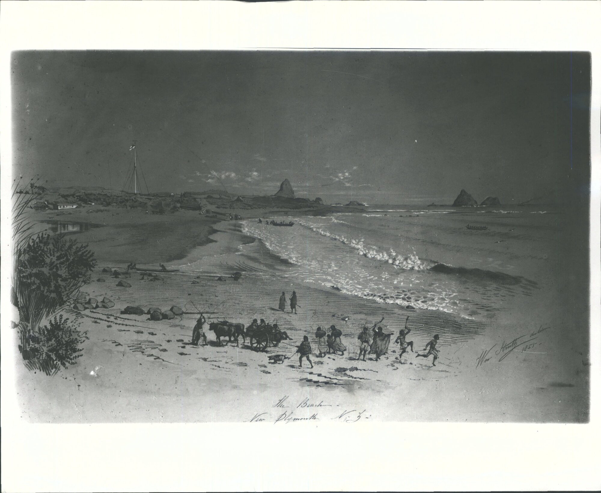 "The beach New Plymouth, N.Z. 1855"