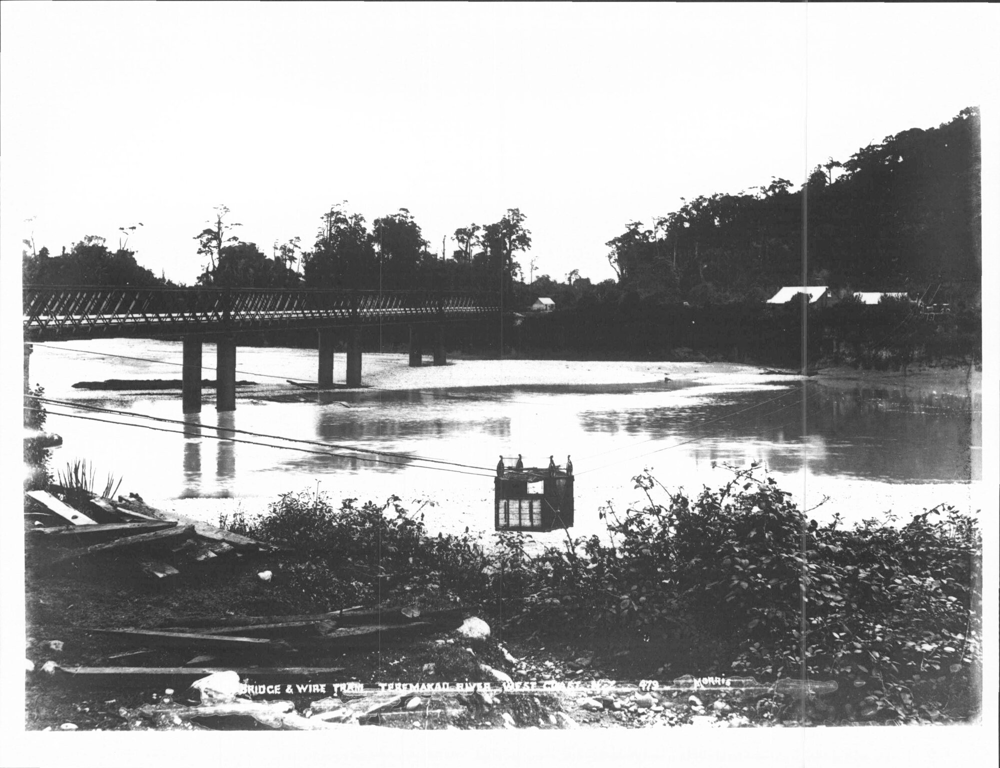 Bridge &amp; Wire Tram, Teremakau River, West Coast, NZ.
