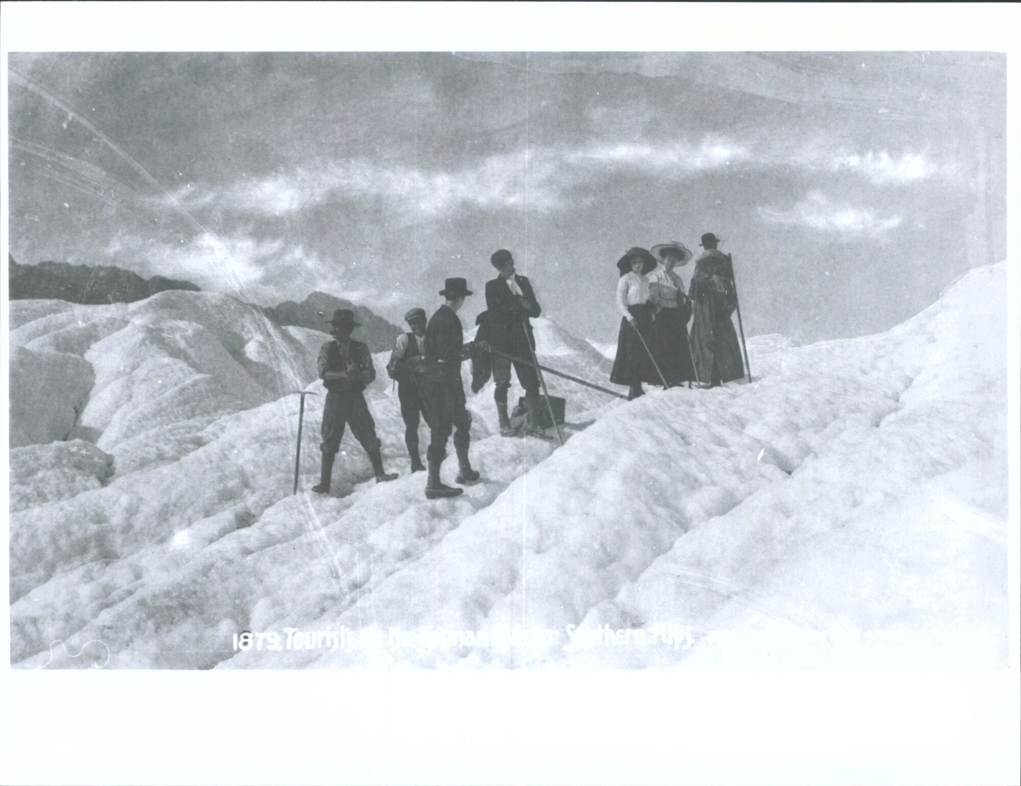 Tourists on the Tasman Glacier, Southern Alps
