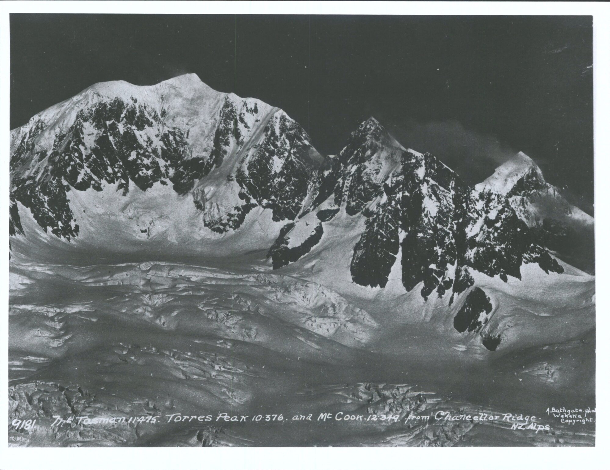 Mt. Tasman, Torres Peak and Mount Cook from Chancellor Ridge