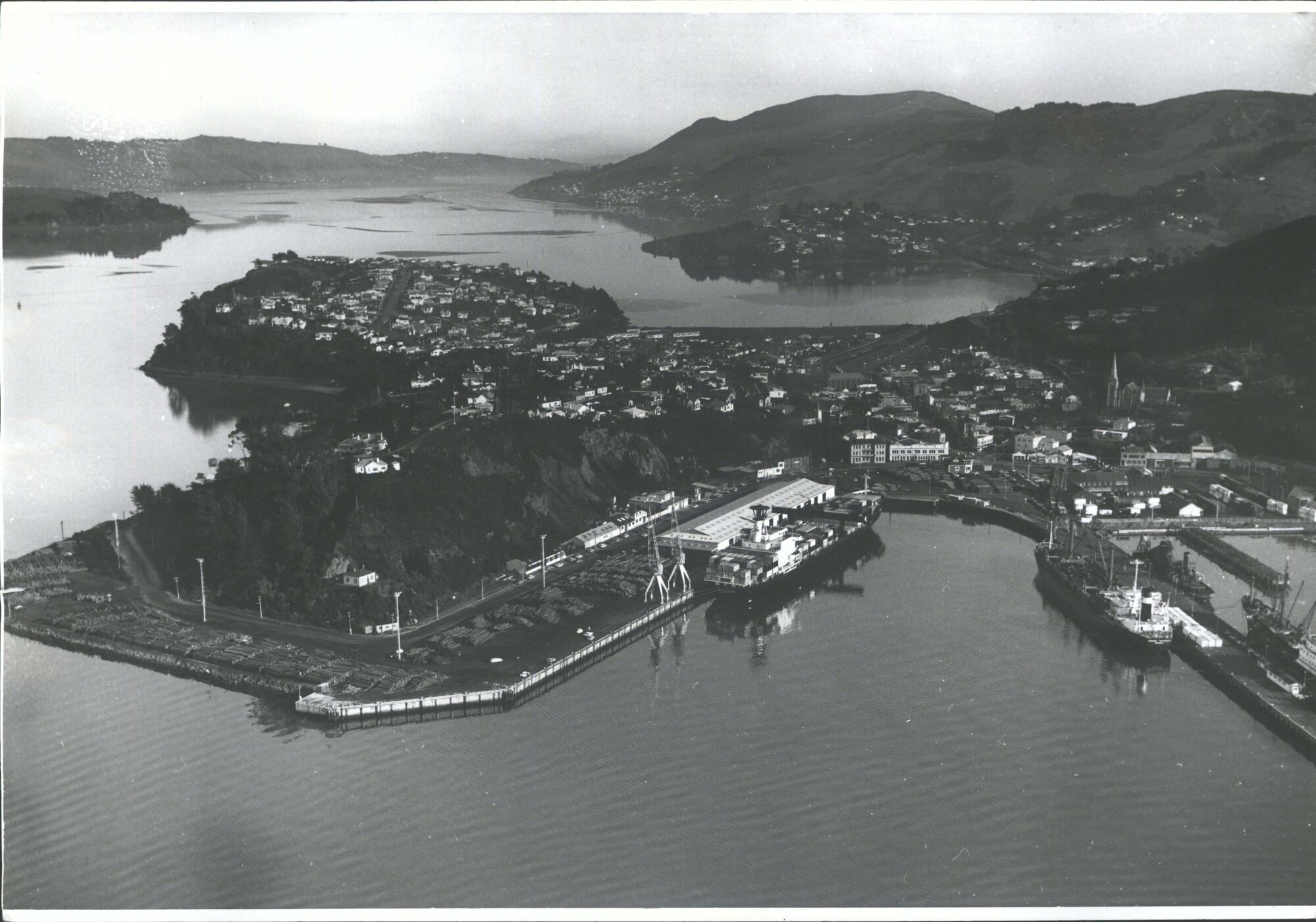 Port Chalmers Wharves with Columbus New Zealand alongside B Shed[?]