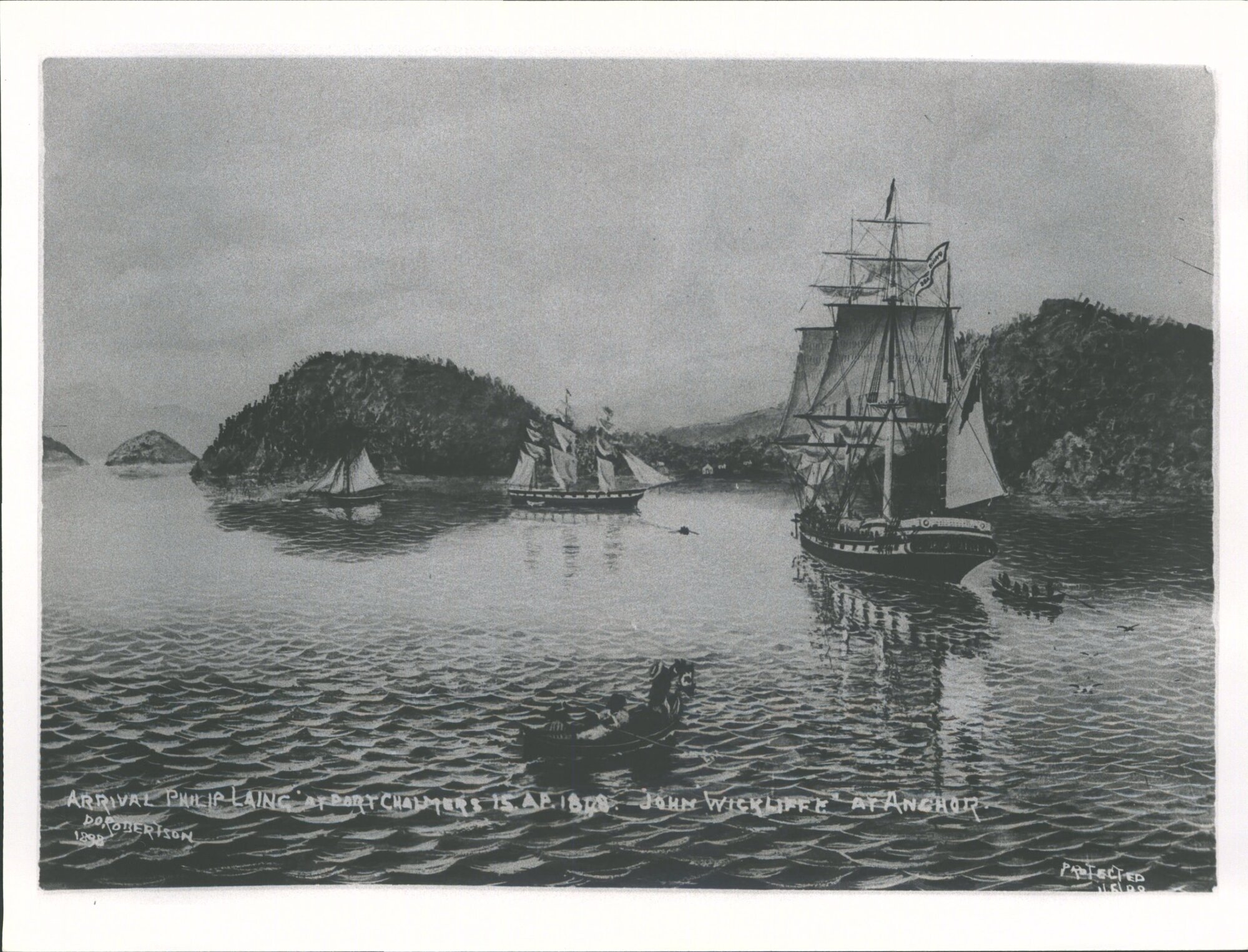 Arrival of Philip Laing at Pt. C in Ap. 1848. John Wilckliffe at anchor