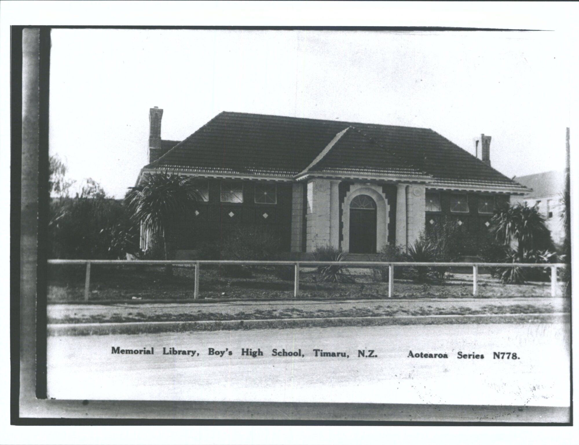 Memorial Library, Boy's High School, Timaru, N.Z.