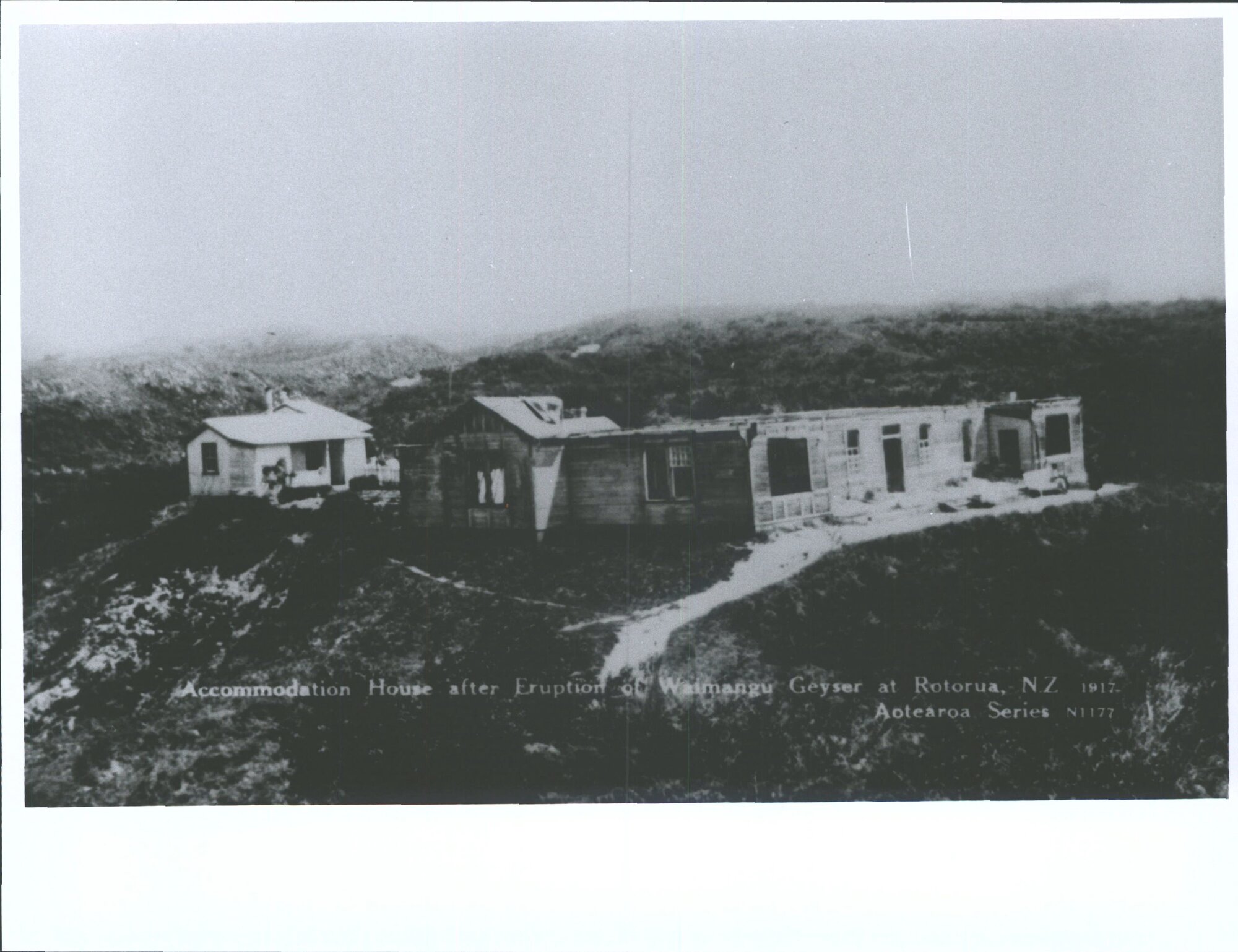 Accommodation House after Eruption of Waimangu Geyser at Rotorua, N.Z.