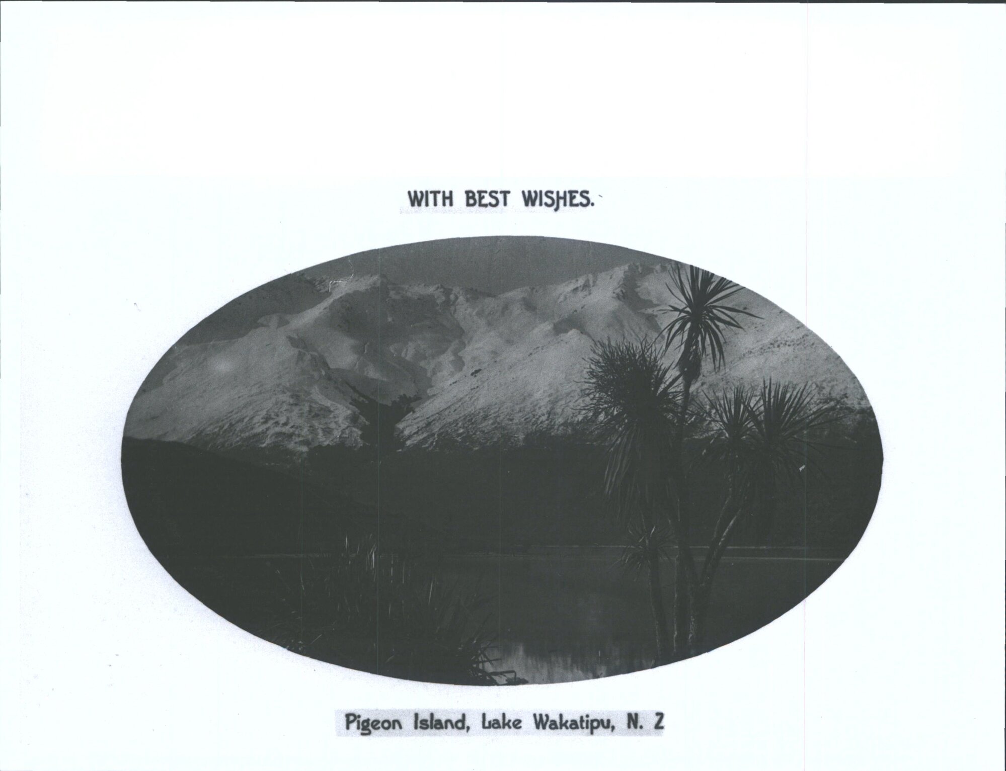 With Best Wishes, Pigeon Island, Lake Wakatipu, N.Z.
