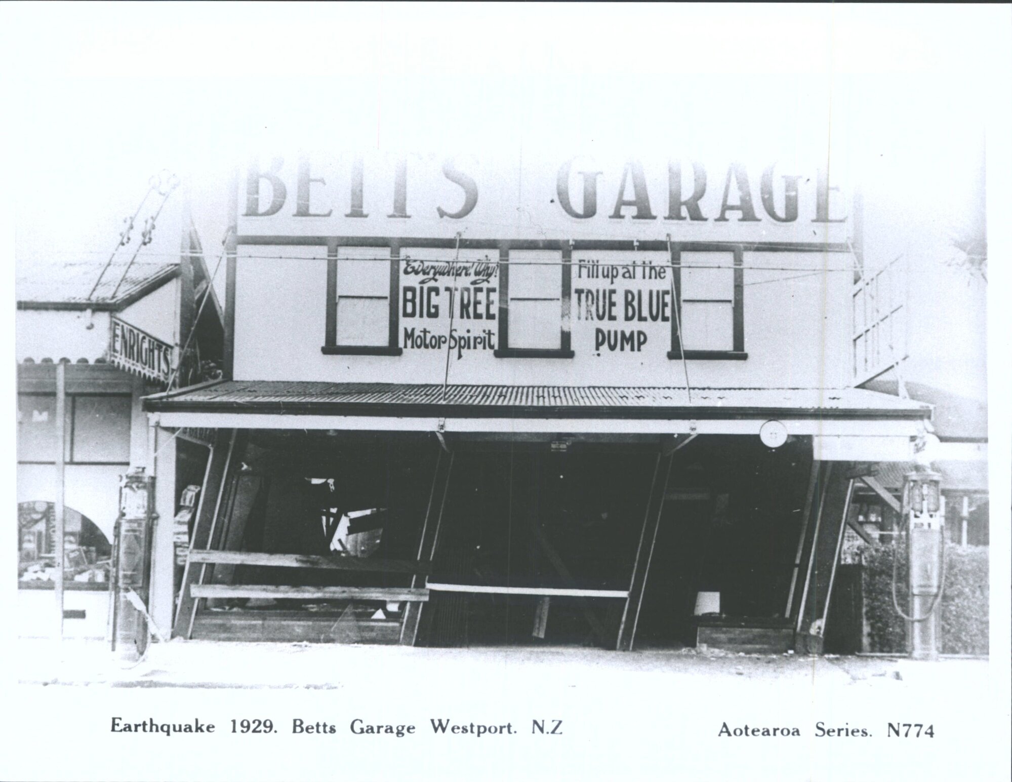 Earthquake 1929: Bett's Garage, Westport, N.Z.