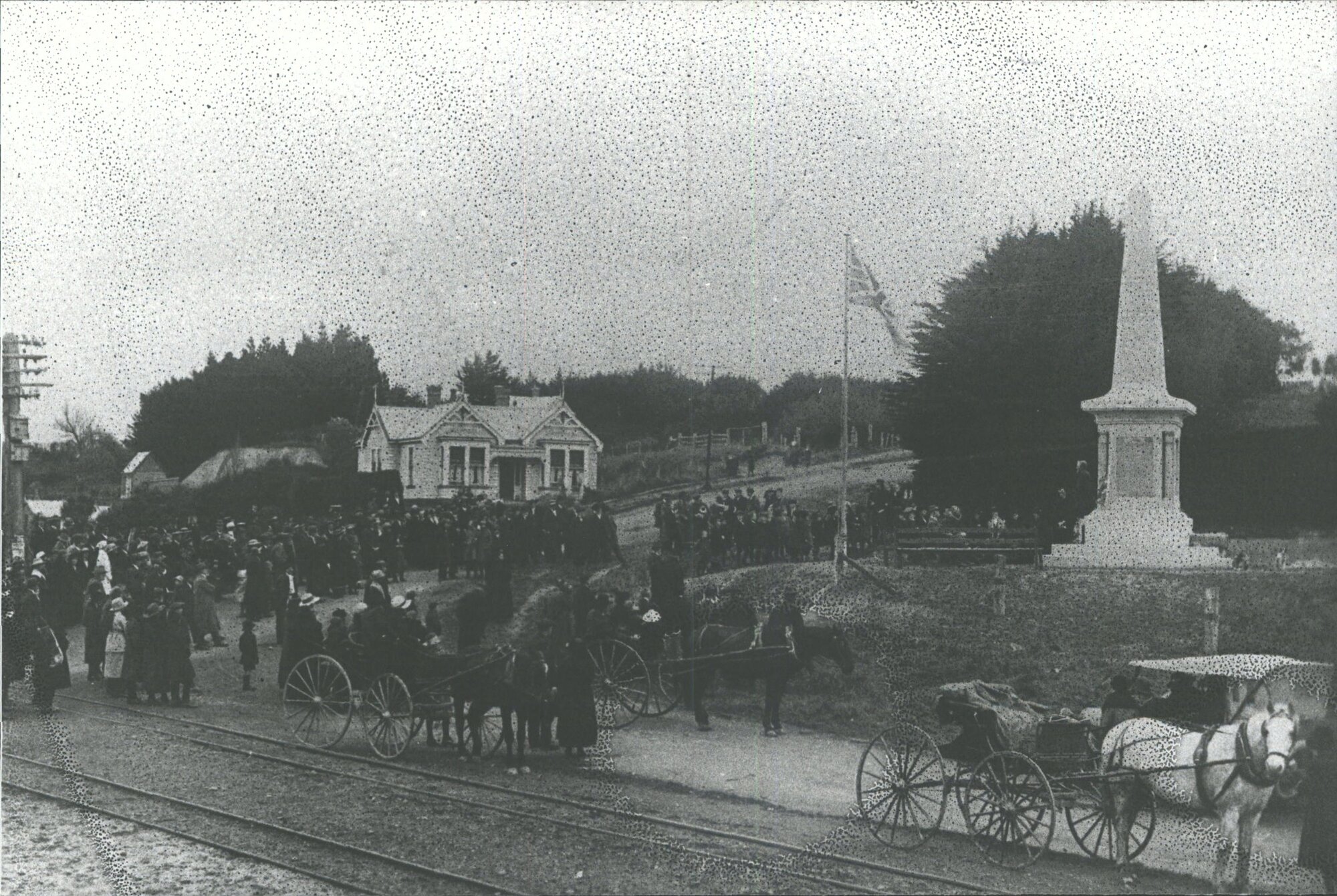 Gathering at Stirling War Memorial and Railway Crossing
