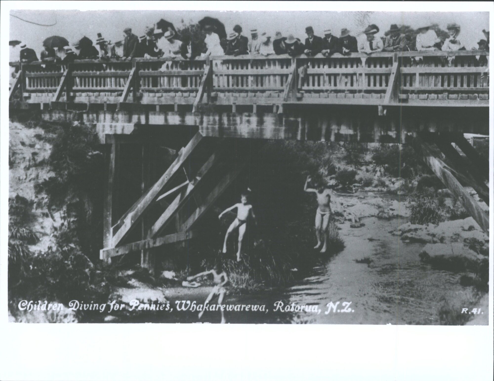 Children Diving for Pennies, Whakarewarewa, Rotorua, N.Z.