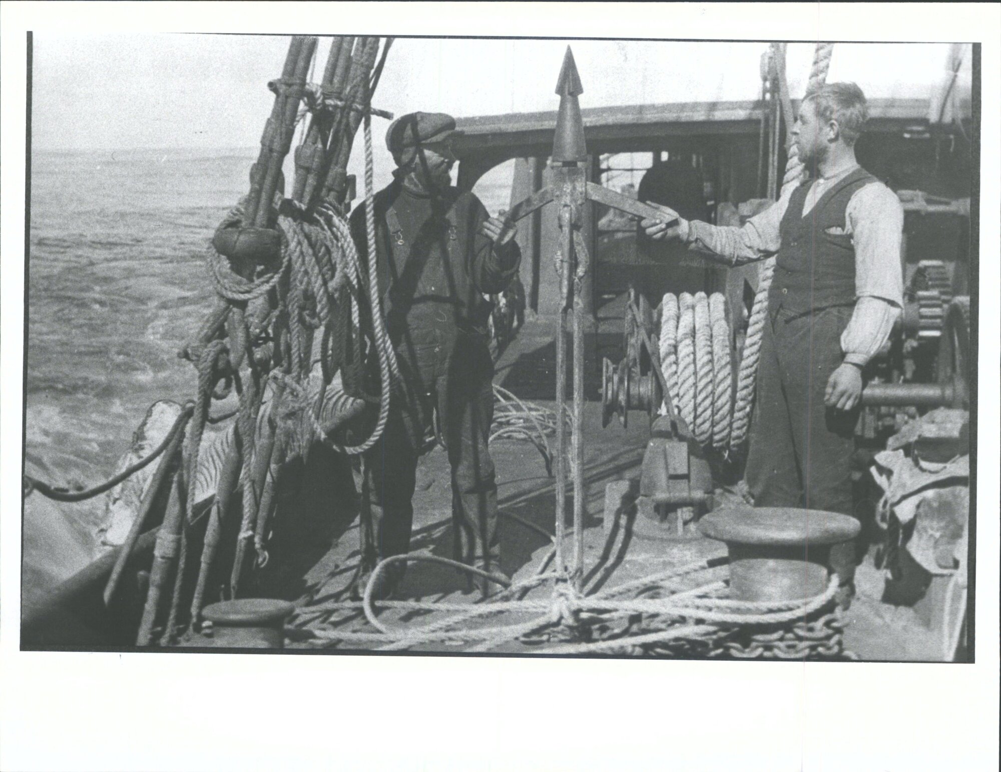 Whalers with harpoon